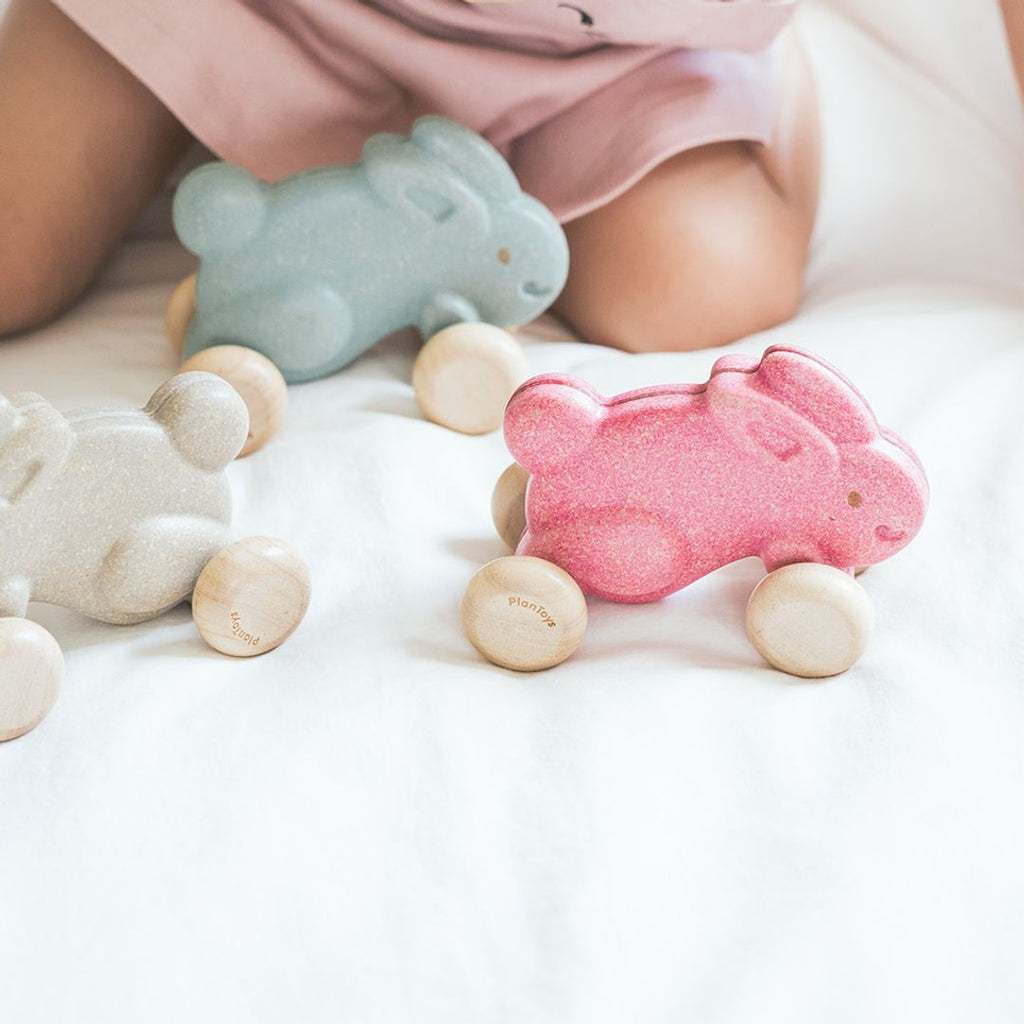 PlanToys Push Along Bunny - Grey | Playroom Avenue