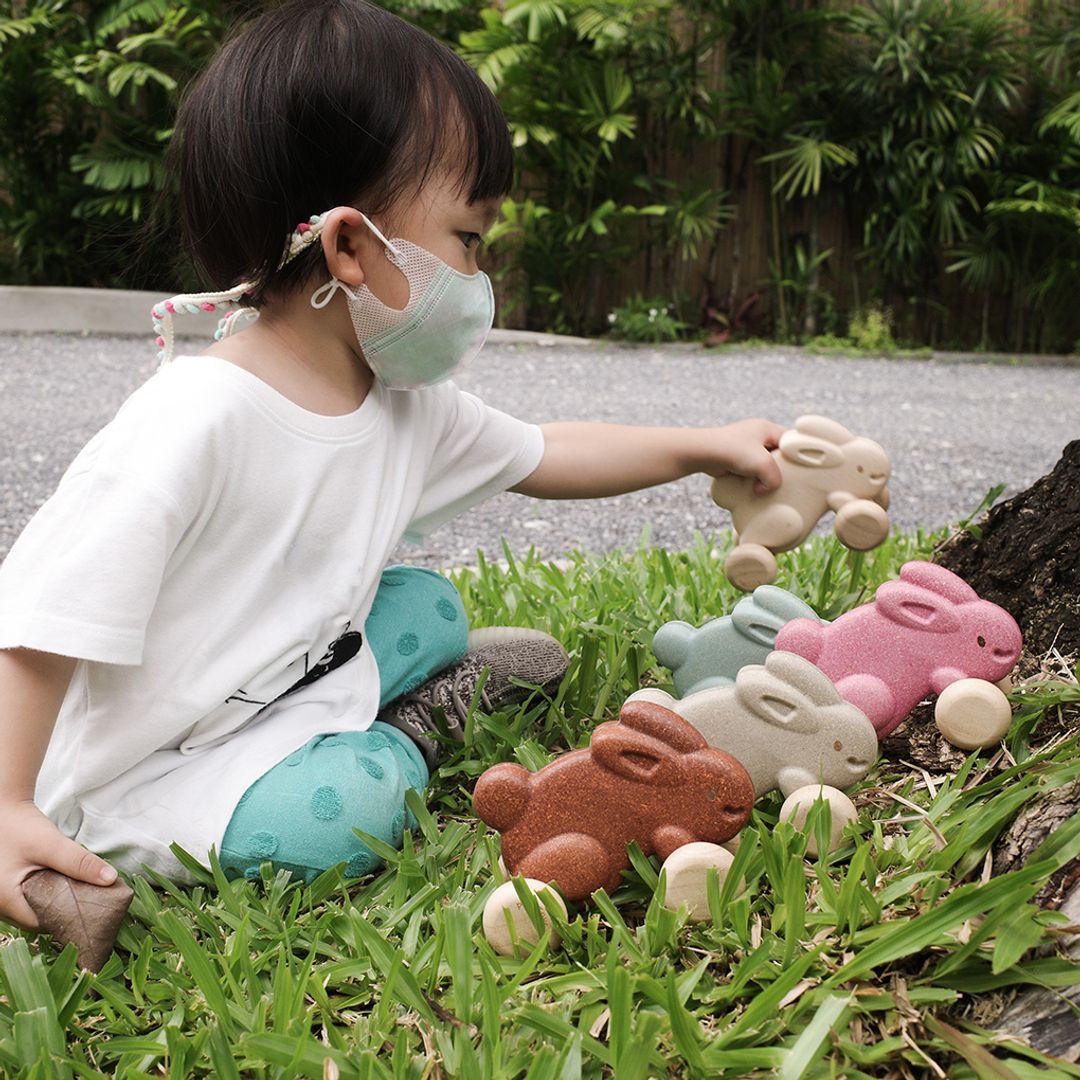 PlanToys Push Along Bunny - Grey | Playroom Avenue