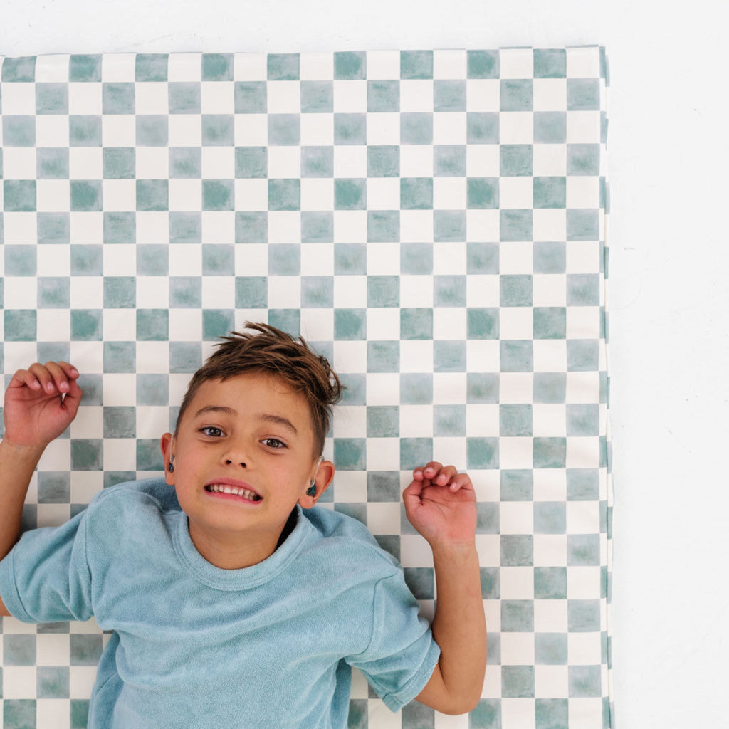 Toki Kids Checker Matcha Vegan Leather Mat | Playroom Avenue