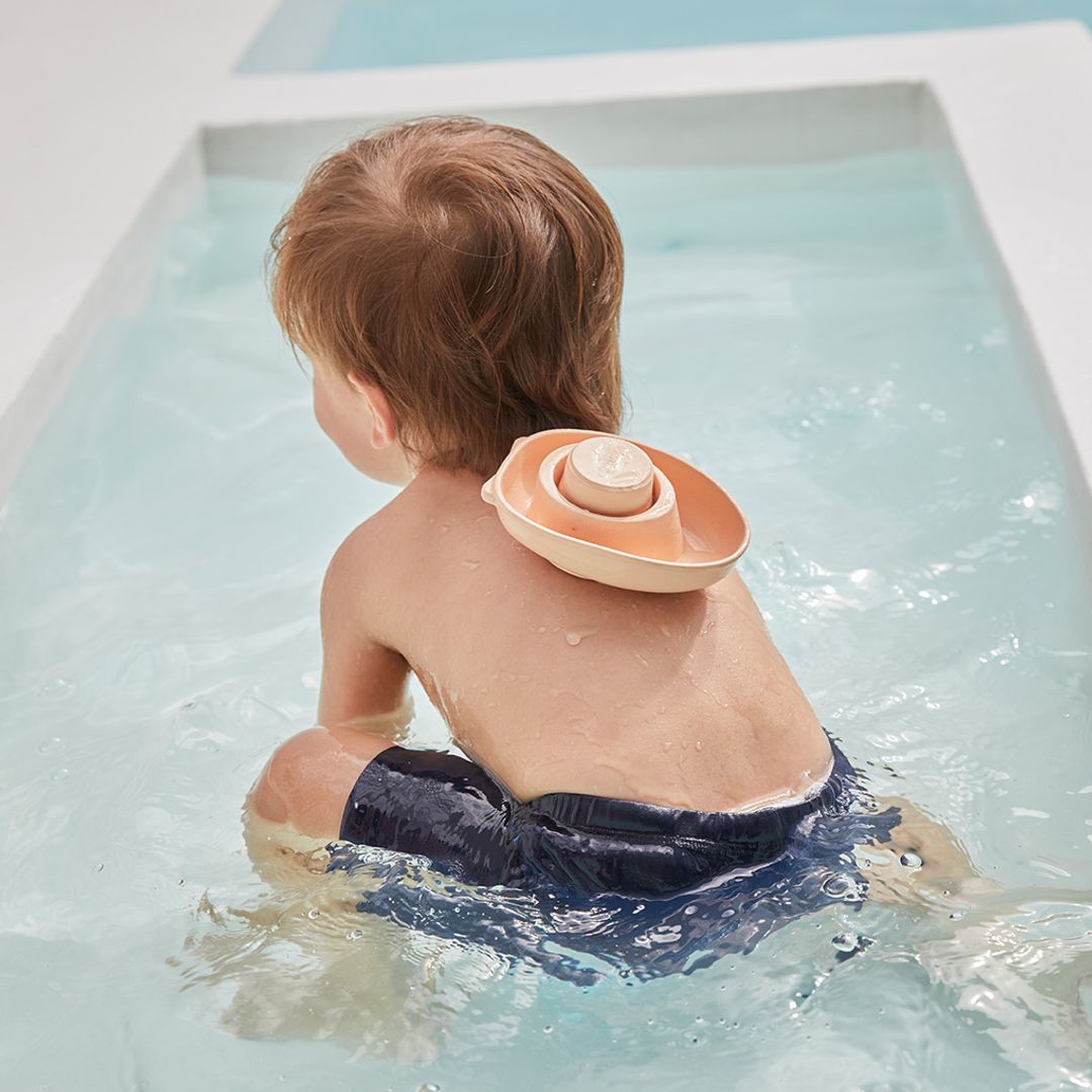 PlanToys Rubber Convertible Boat - Pastel Orange | Playroom Avenue