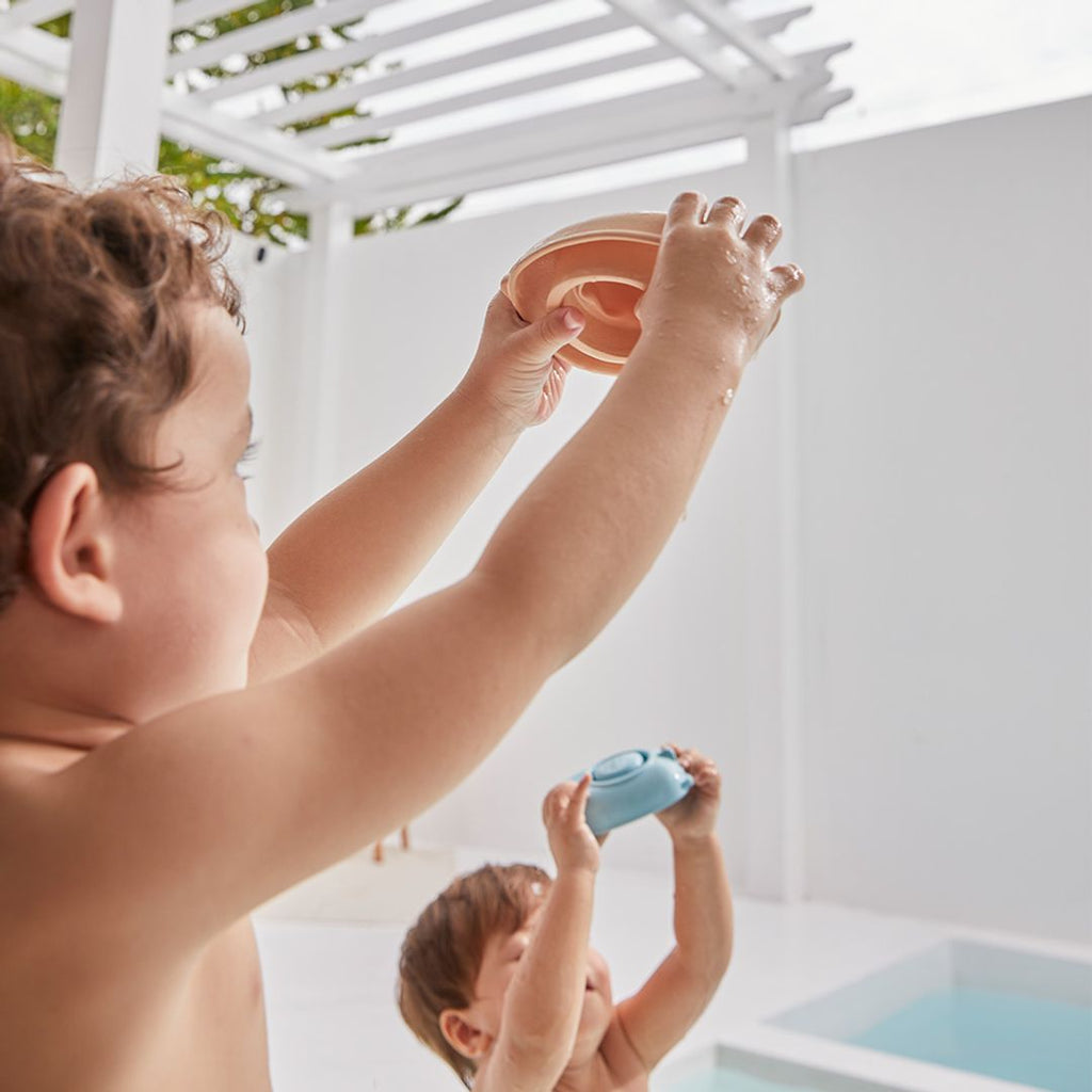 PlanToys Rubber Convertible Boat - Pastel Orange | Playroom Avenue