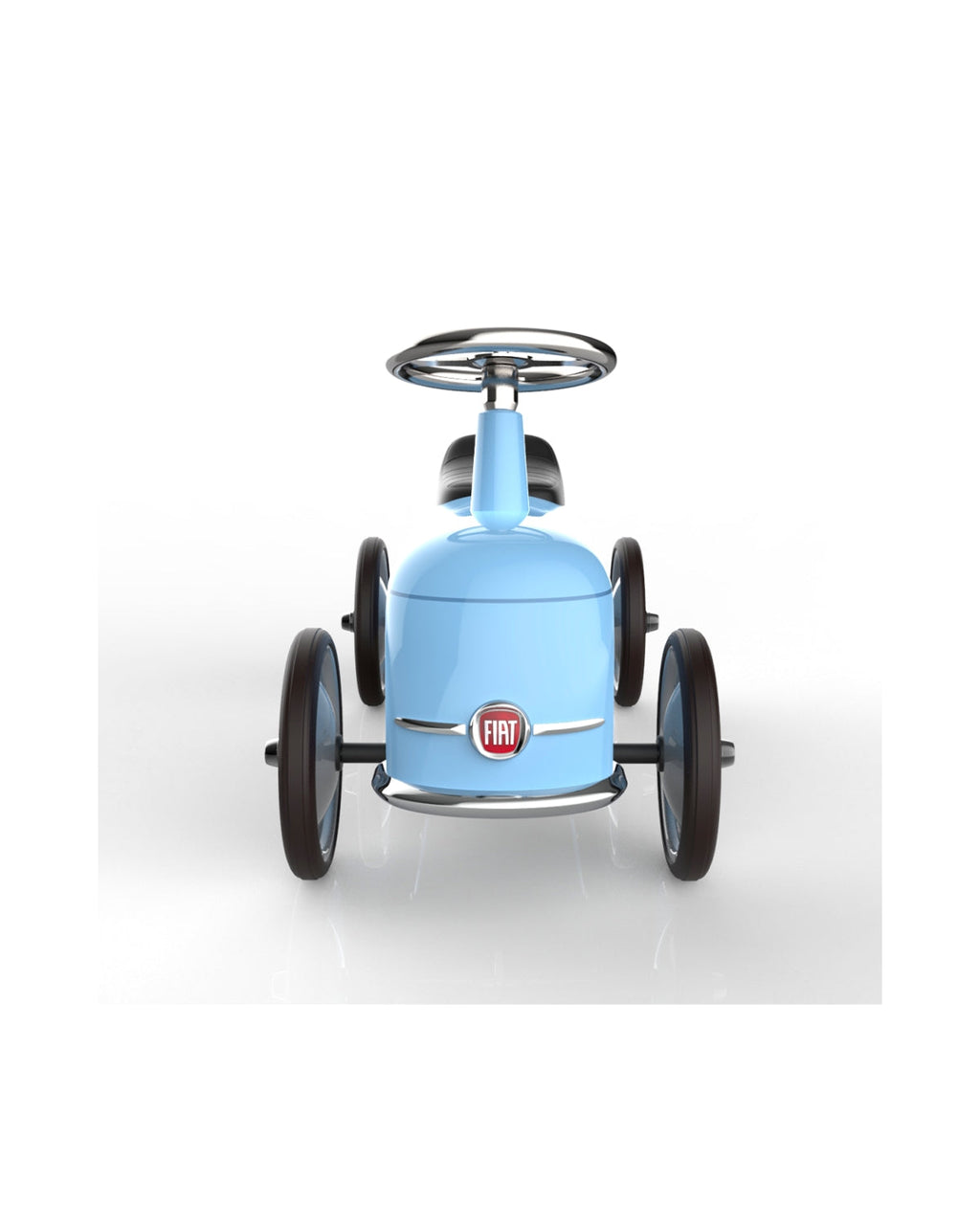 Light blue baghera roadster toy car with Fiat logo on a white background
