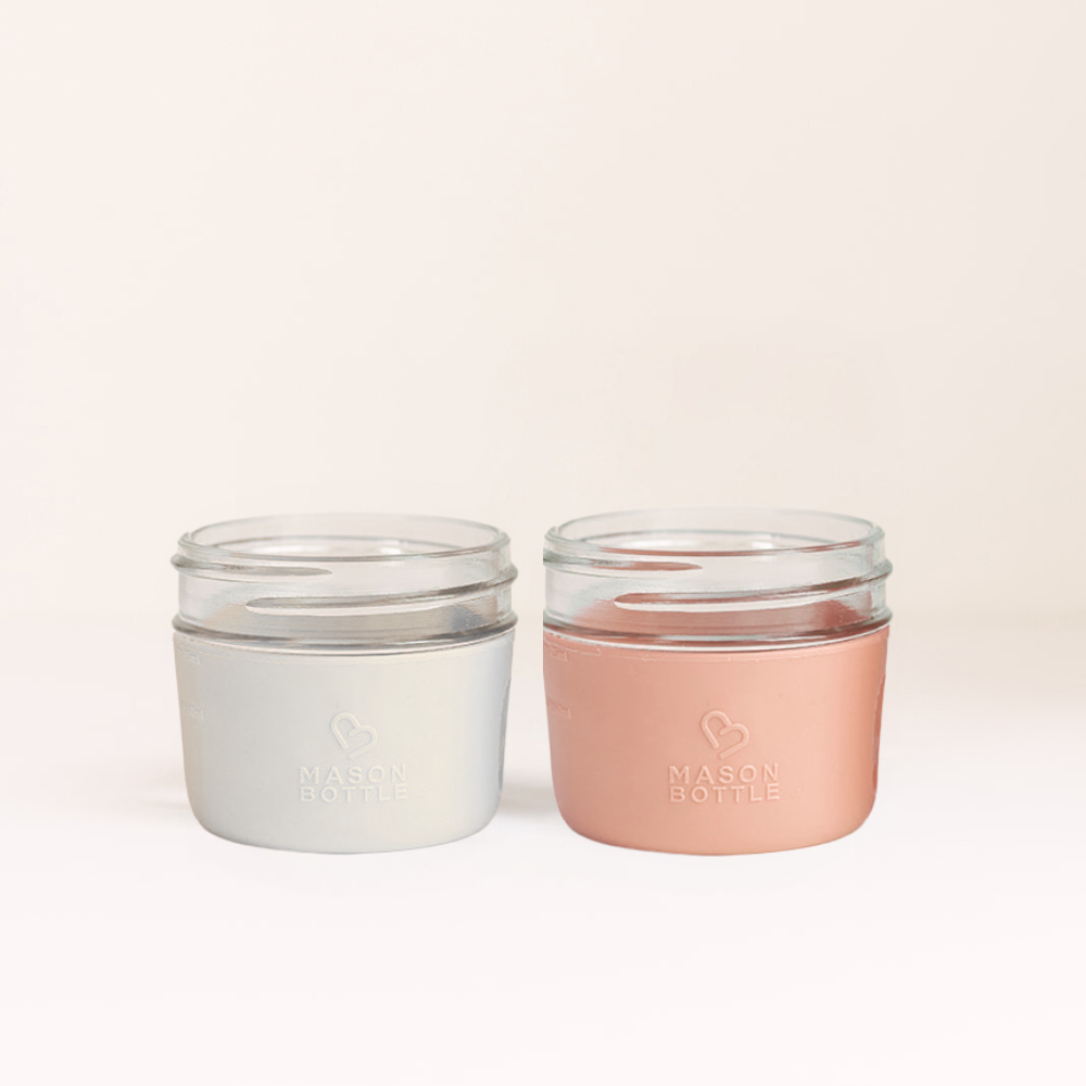 Mason Bottle Silicone Sleeve, 2 Pack Oyster and Reef 4 ounce | Playroom Avenue