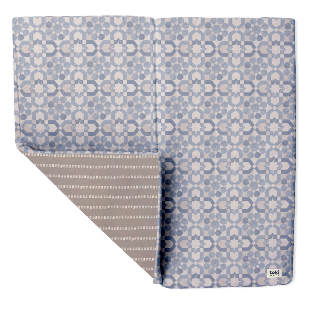 Toki Kids Blue Tile Organic Cotton Mat Mega | Playroom Avenue