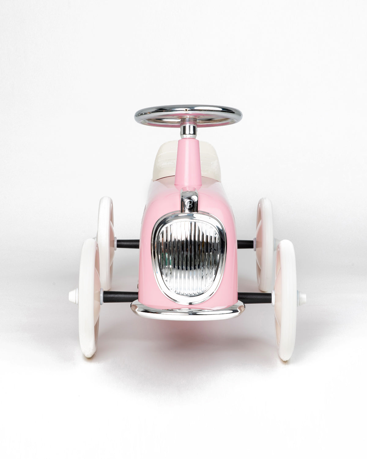 Pink baghera ride-on roadster with the number 01 on a white background