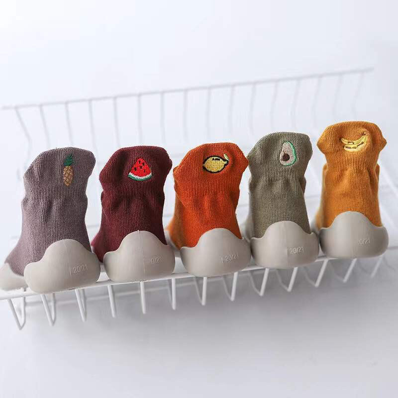 Ozznek Shoes Organic Cotton Sock Shoes – Flexible, Non-Slip Baby Socks - Fruity | Playroom Avenue