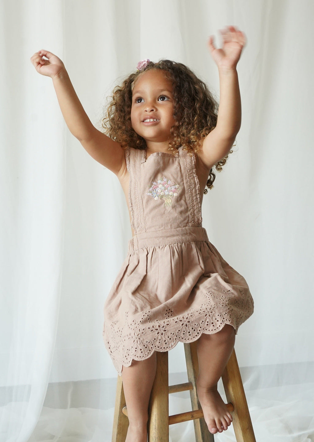 La Petit Lapin Elea | Corduroy Cotton Anglaise Dress | Wistful Mauve | Playroom Avenue
