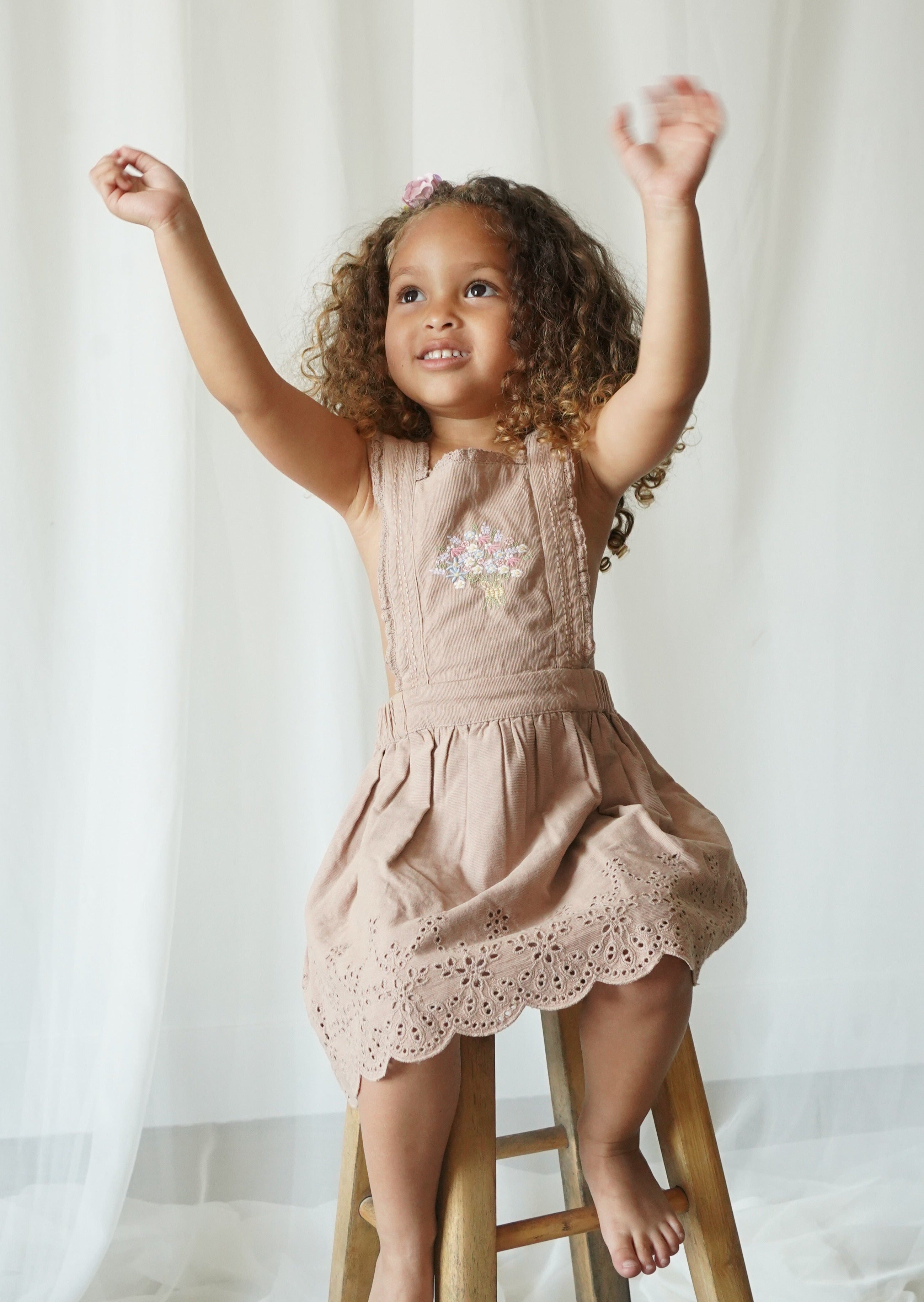 La Petit Lapin Elea | Corduroy Cotton Anglaise Dress | Wistful Mauve | Playroom Avenue