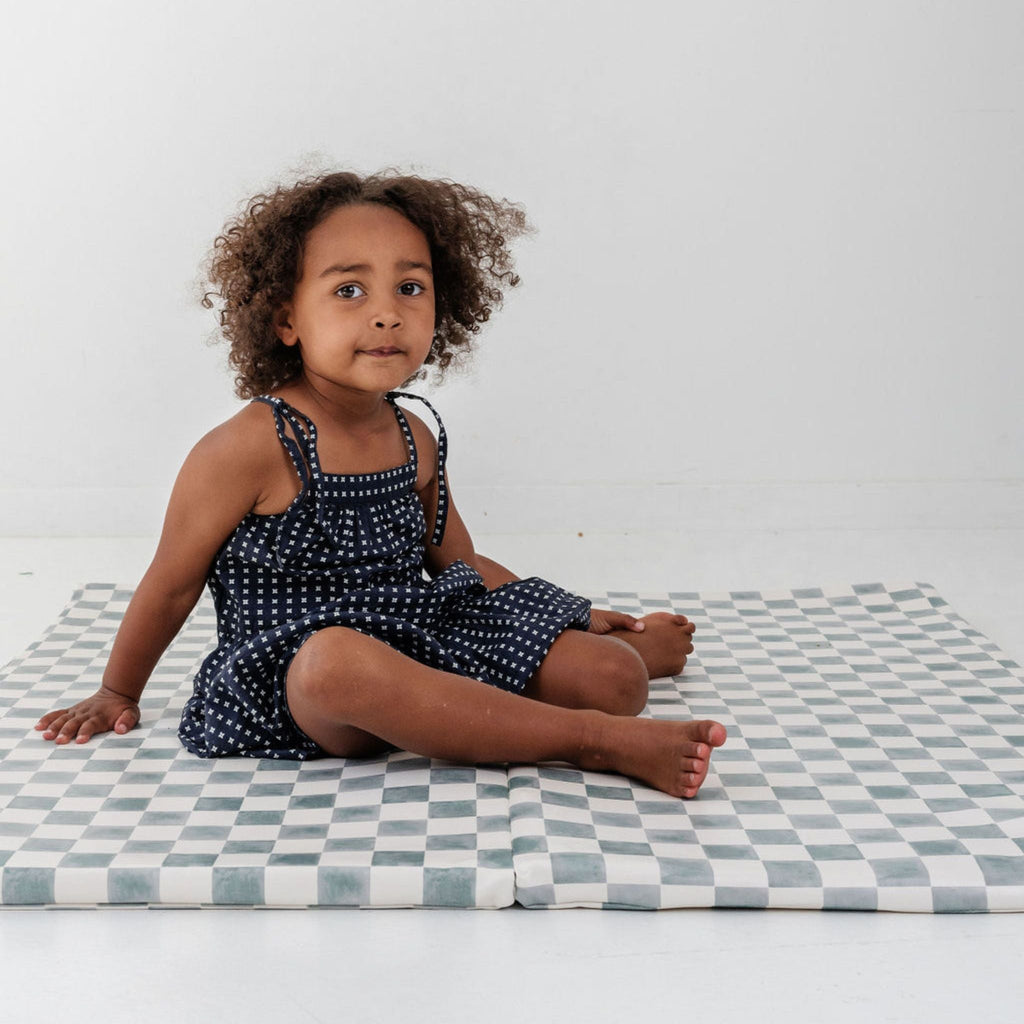 Toki Kids Checker Matcha Vegan Leather Mat | Playroom Avenue