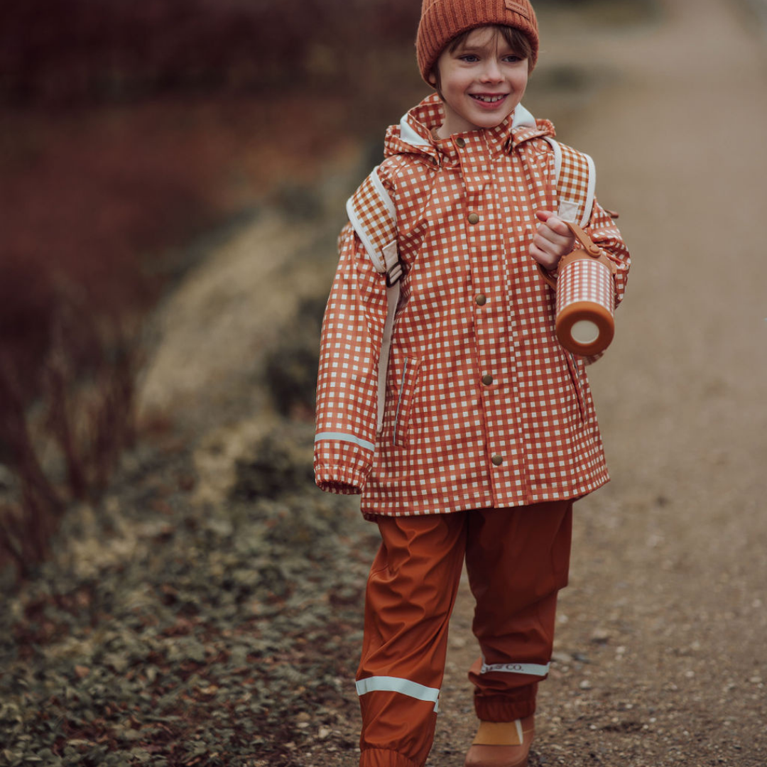 GRECH & CO. Fishtail Rain Jacket | Sienna Gingham | Playroom Avenue