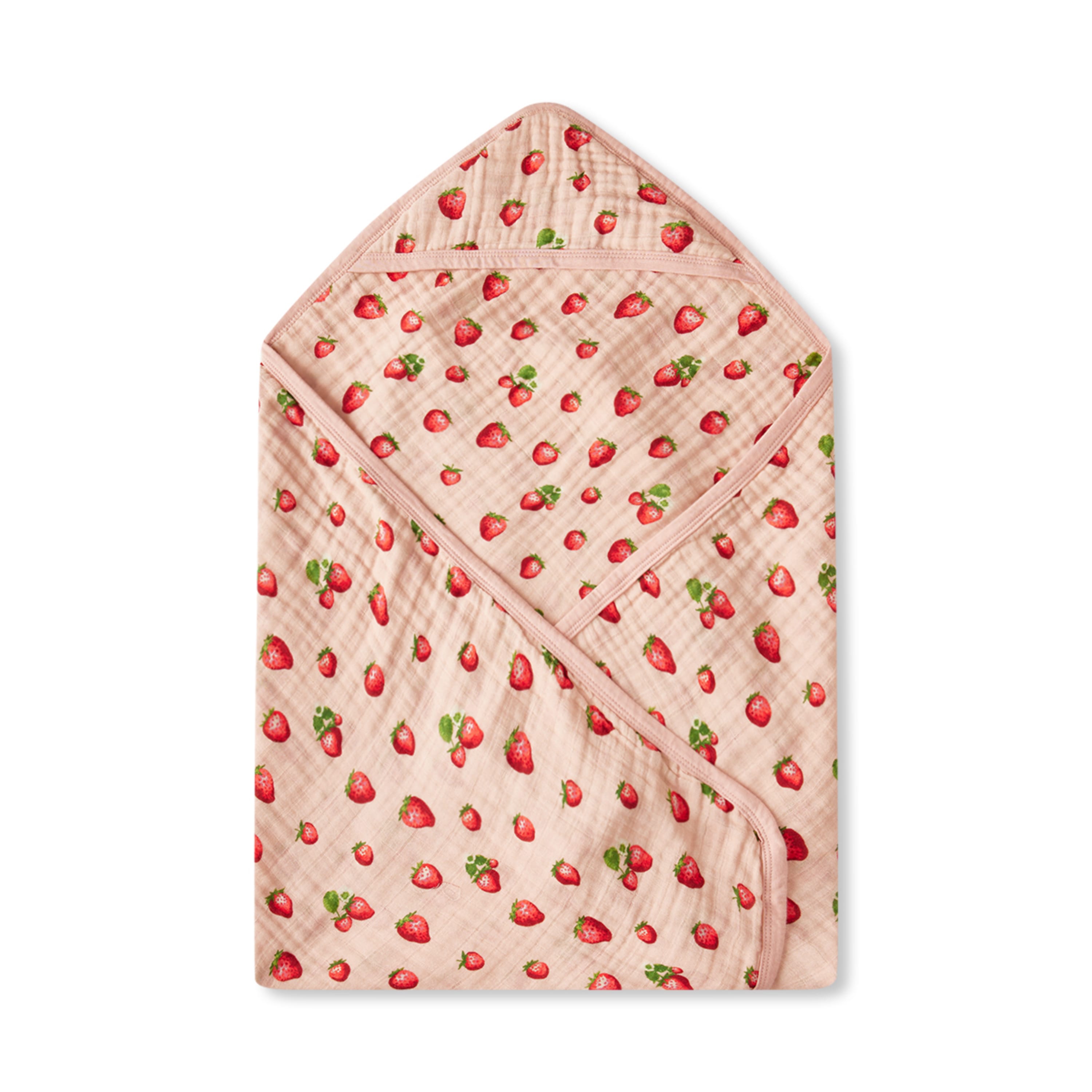 Milkbarn Strawberry Organic Hooded Swaddle Blanket | Playroom Avenue