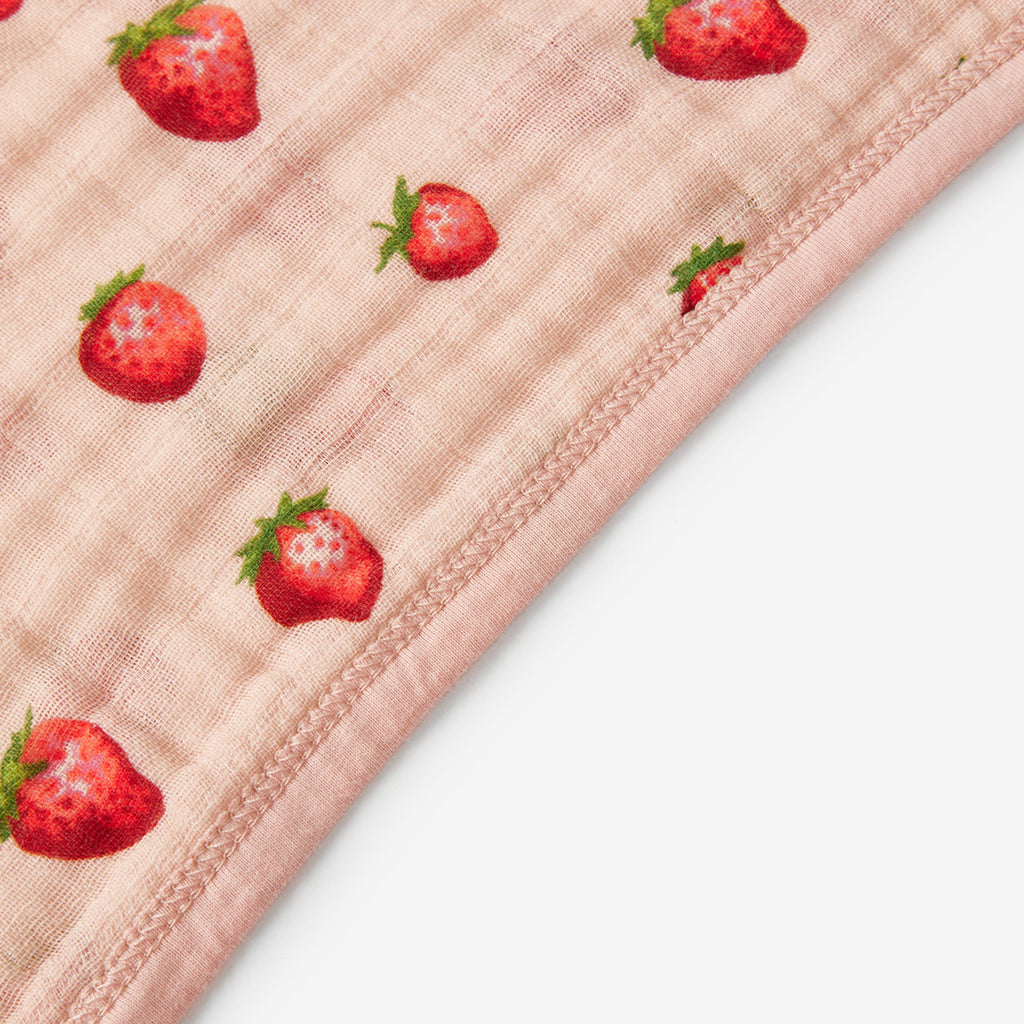 Milkbarn Strawberry Organic Hooded Swaddle Blanket | Playroom Avenue
