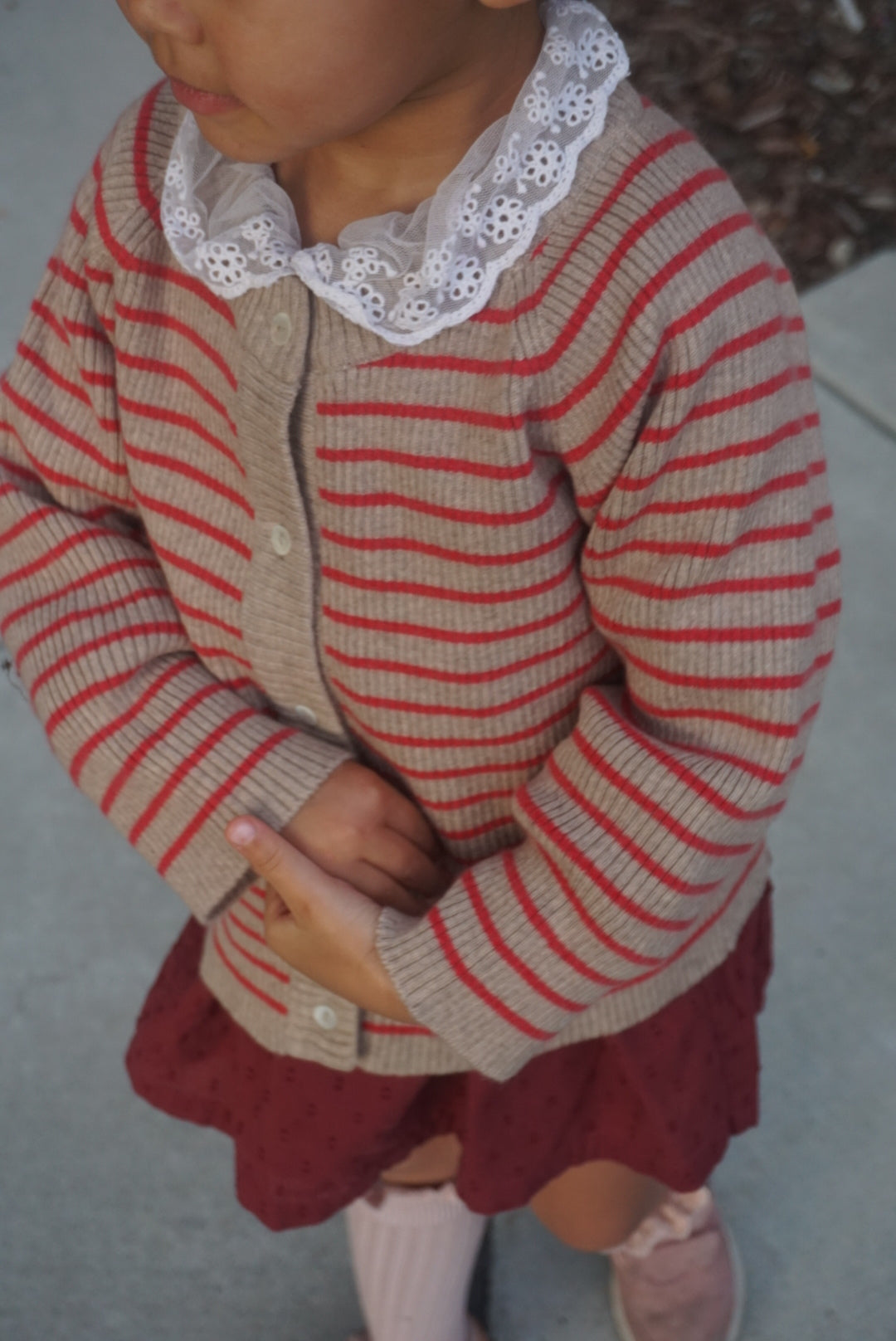 La Petit Lapin Cashmere Cardigan | Red/Beige | Playroom Avenue