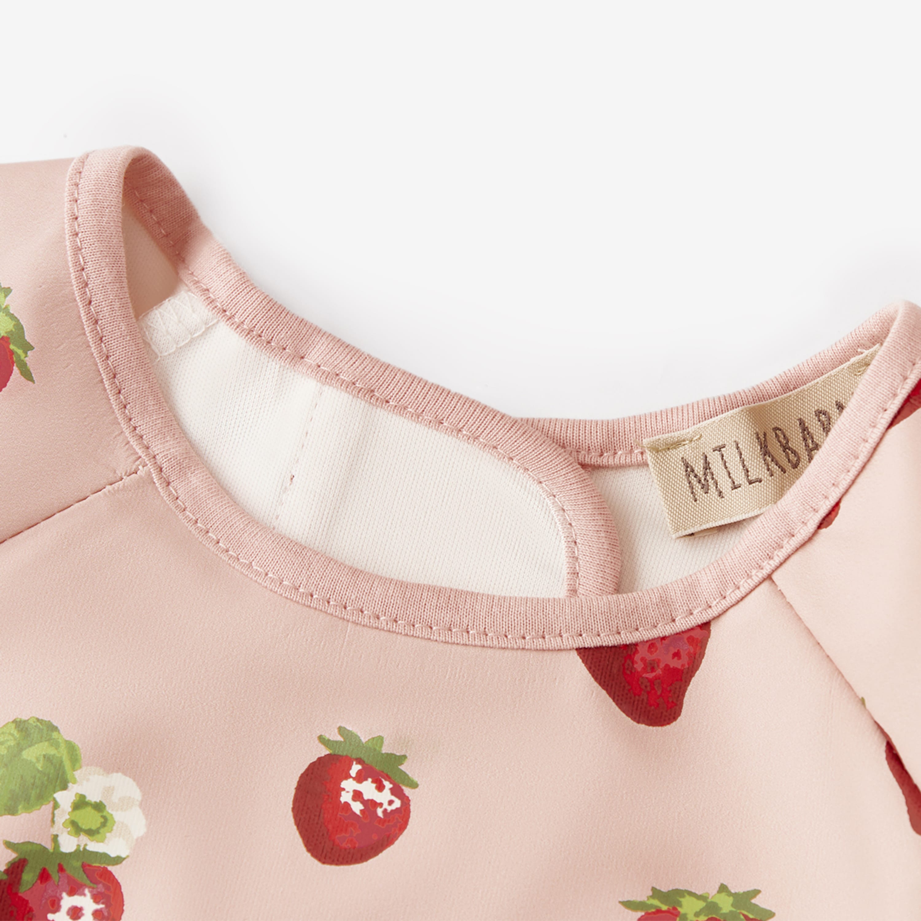 Milkbarn Strawberry Long Sleeve Pocket Bib | Playroom Avenue