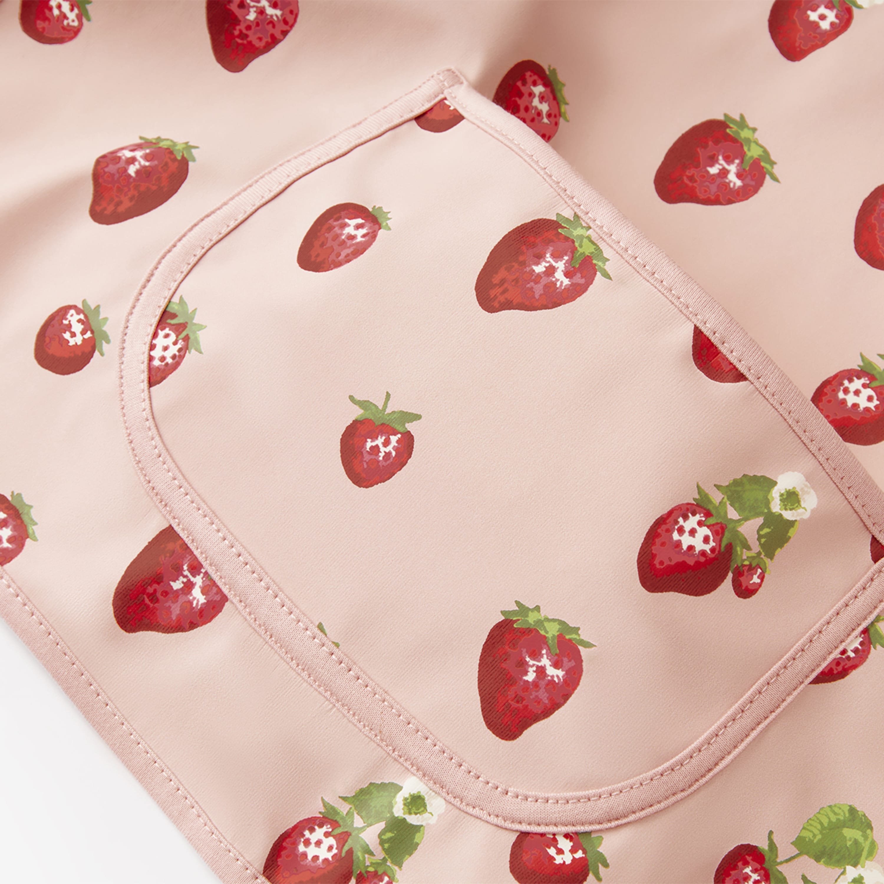 Milkbarn Strawberry Long Sleeve Pocket Bib | Playroom Avenue