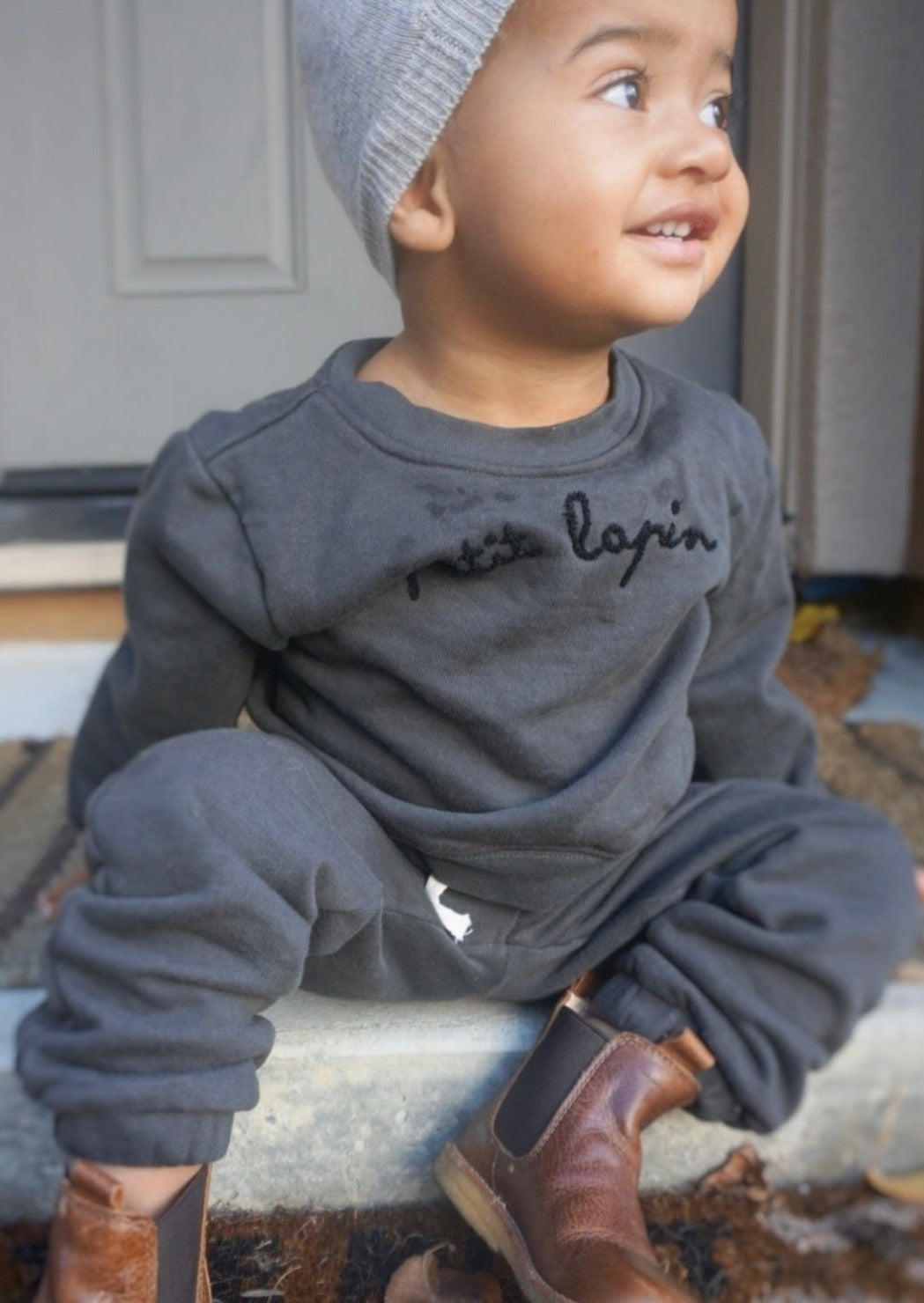 La Petit Lapin Finley | Cotton Fleece Sweatsuit Set | Petit Lapin | Midnight | Playroom Avenue