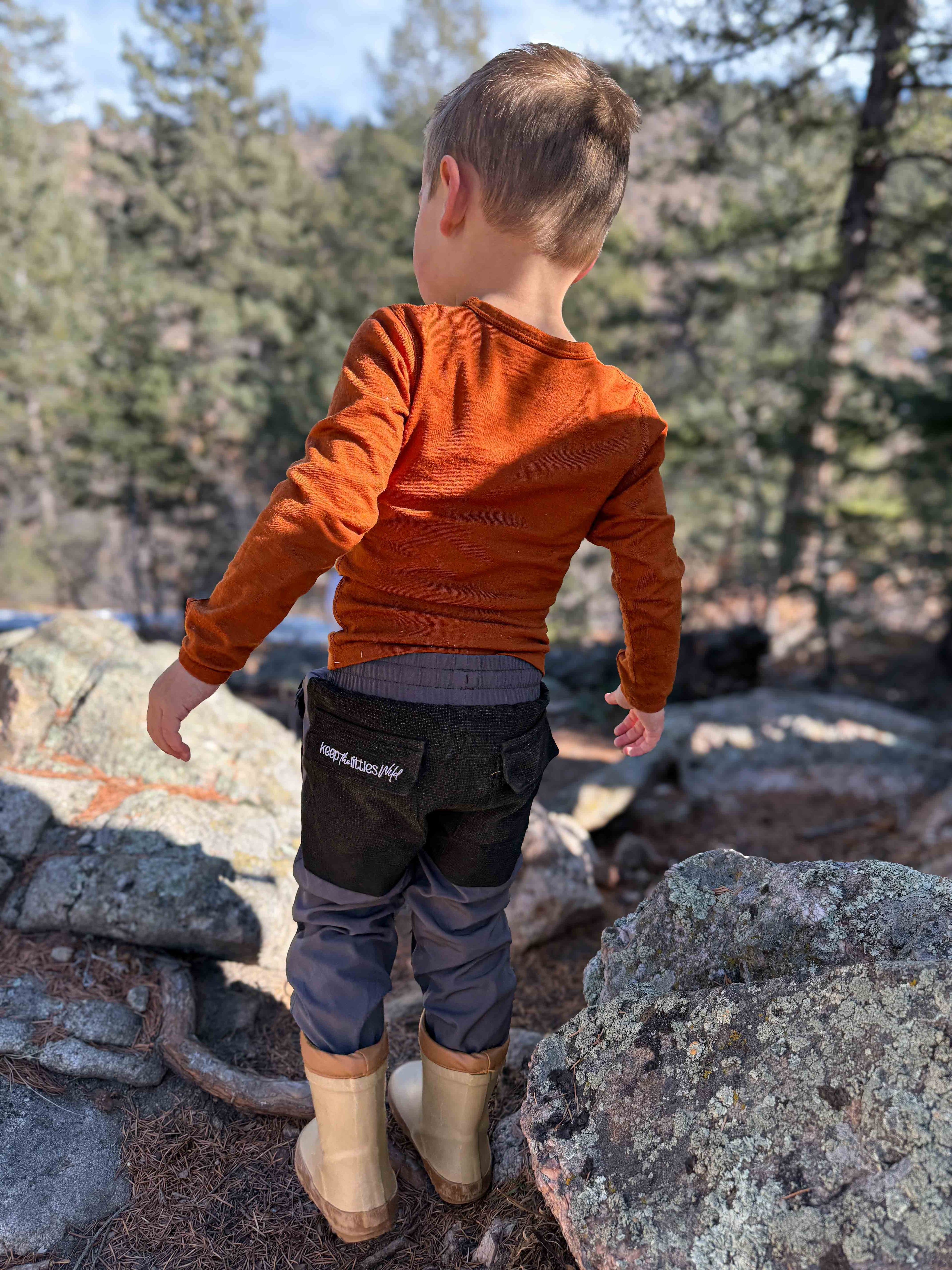 Keep the Littles Wild Hiking pants- water resistant grey | Playroom Avenue
