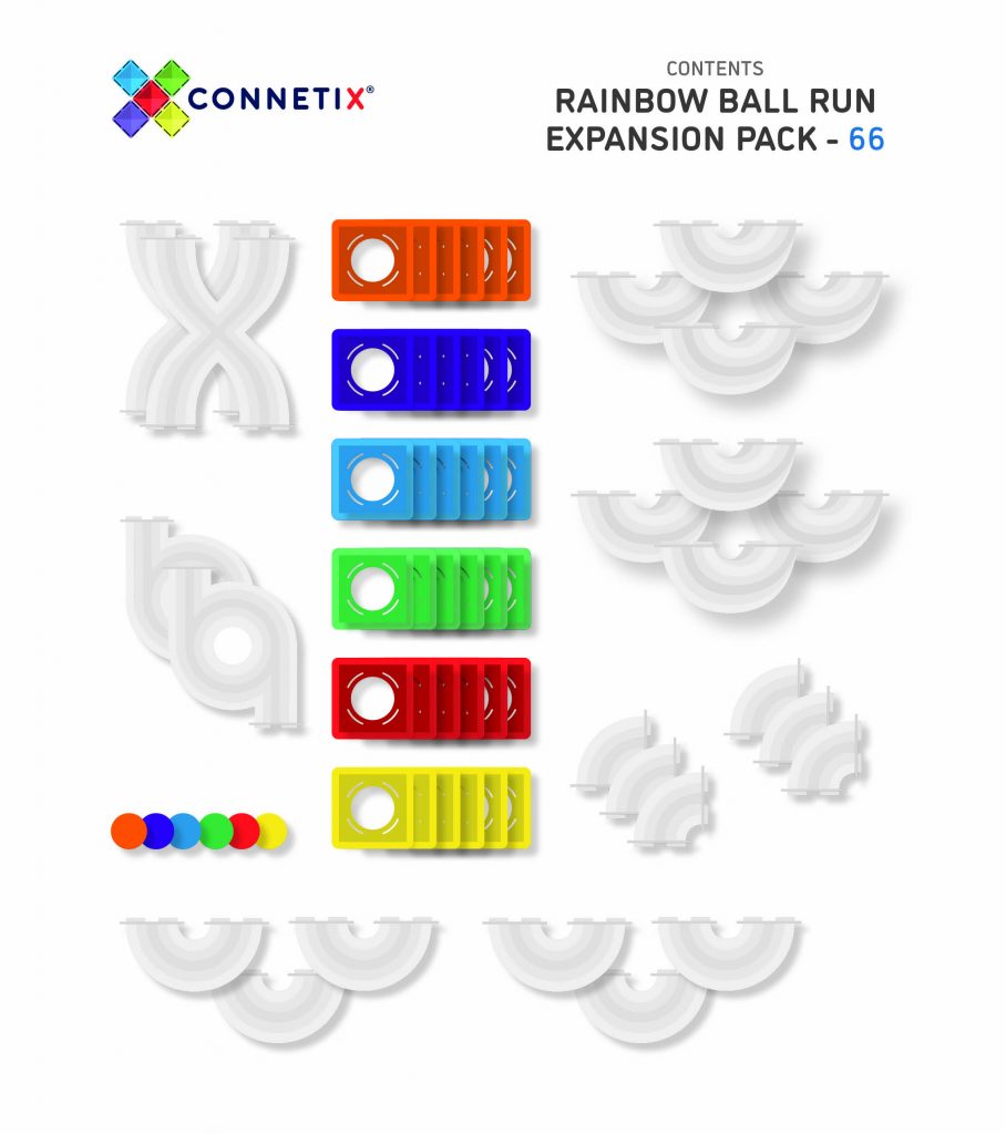 Connetix Magnetic Tiles | Rainbow Ball Run Expansion (66 pcs) | Playroom Avenue