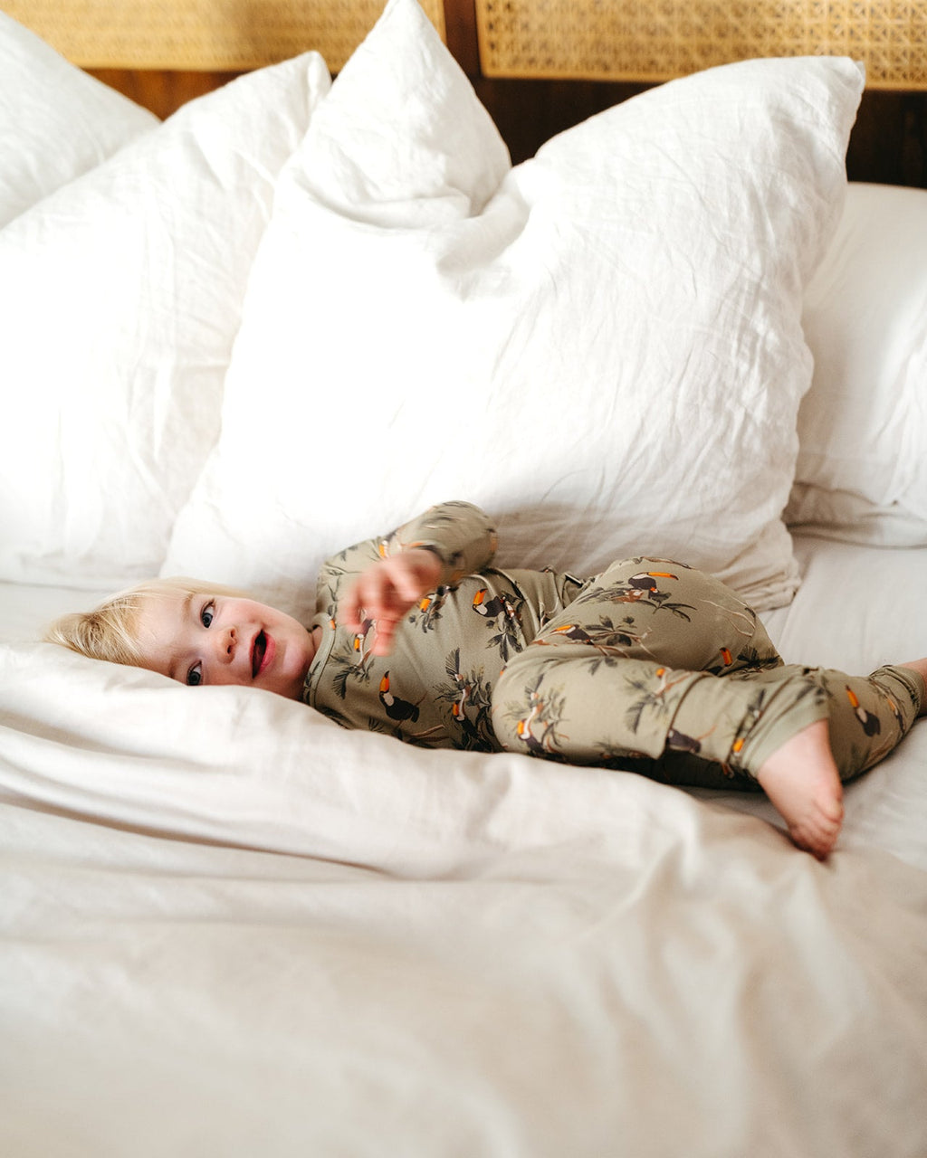Milkbarn Toucan Cotton Stretch Long Sleeve Two Piece Pajama Set | Playroom Avenue