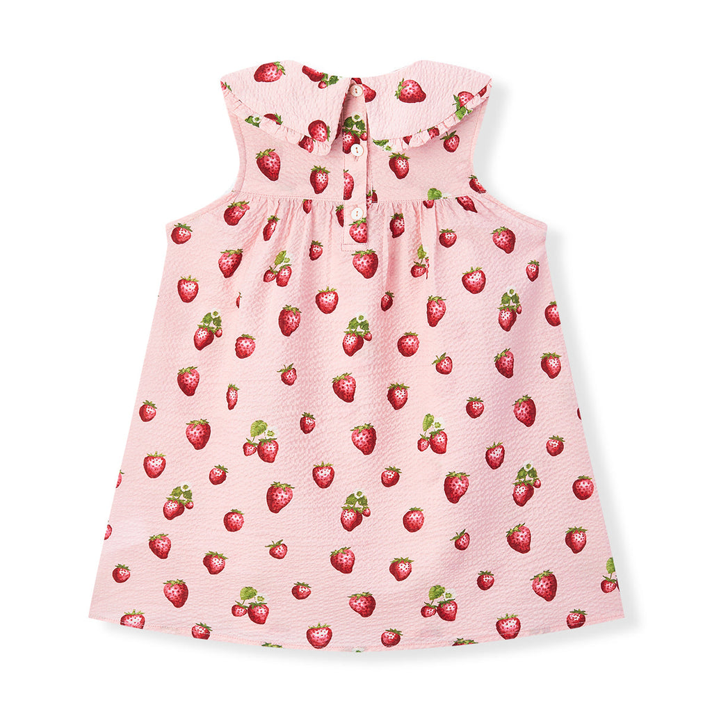Milkbarn Strawberry Ruffle Collar Dress | Playroom Avenue