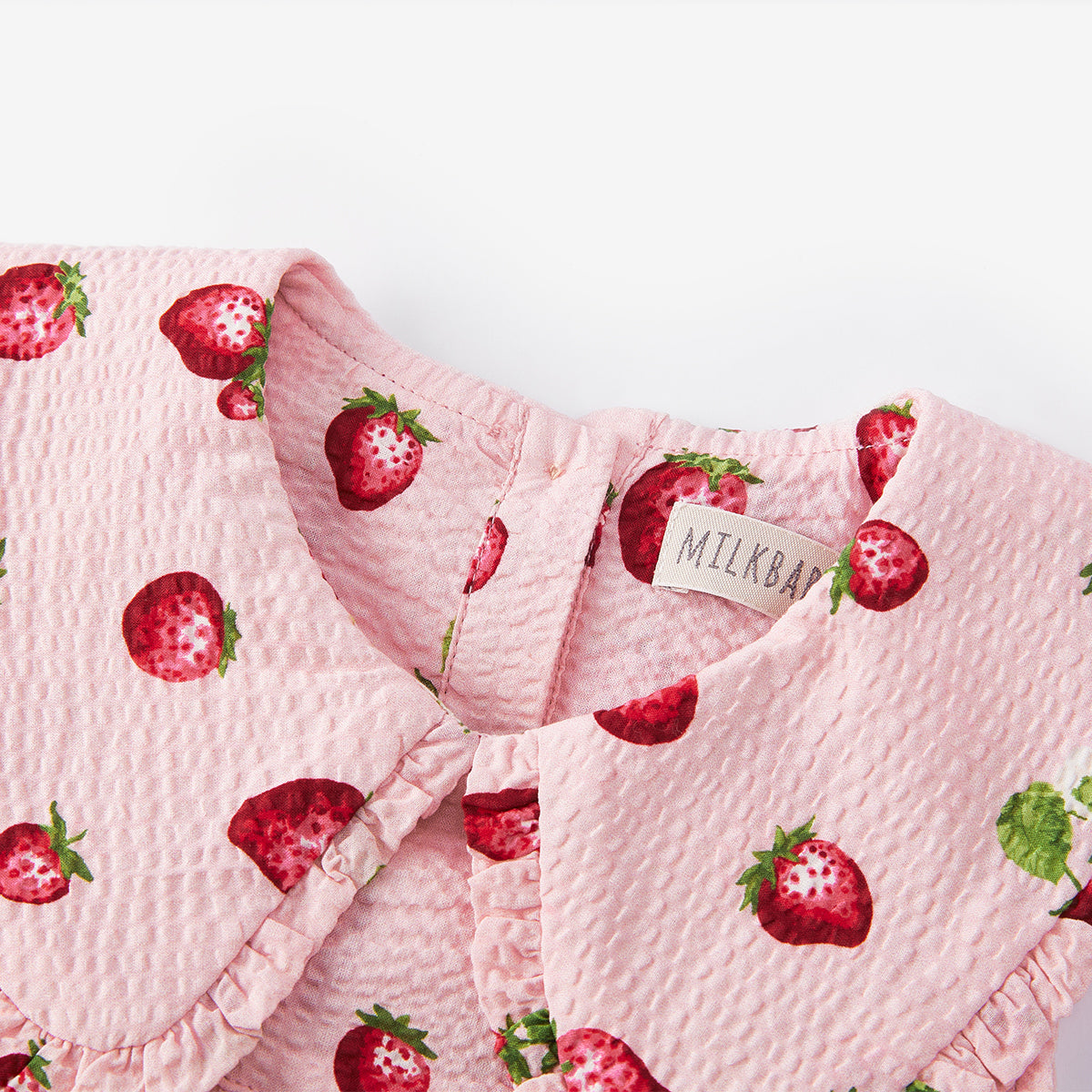 Milkbarn Strawberry Ruffle Collar Dress | Playroom Avenue