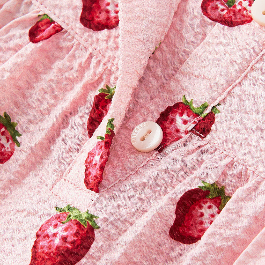 Milkbarn Strawberry Ruffle Collar Dress | Playroom Avenue