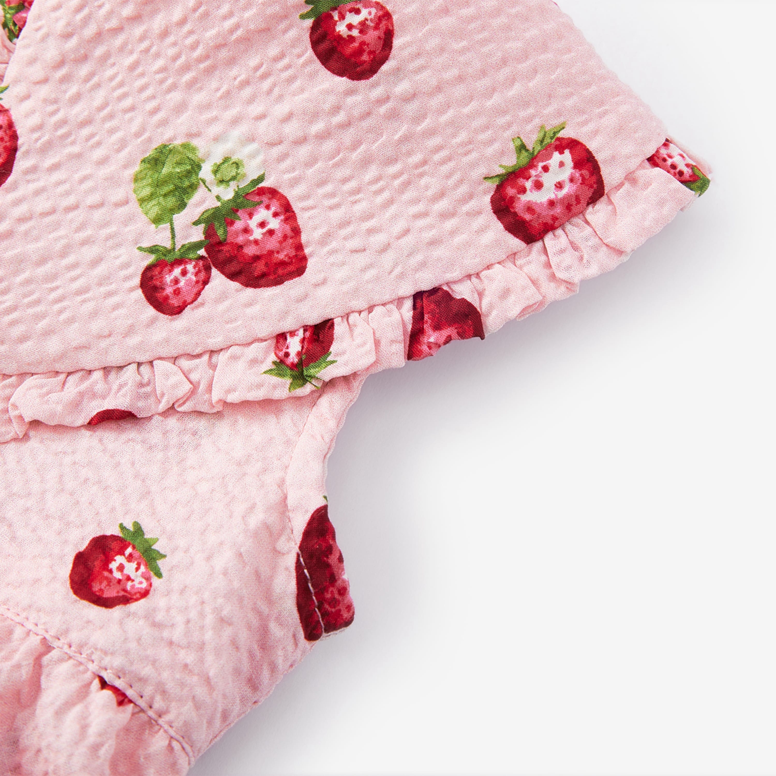 Milkbarn Strawberry Ruffle Collar One Piece Dress | Playroom Avenue