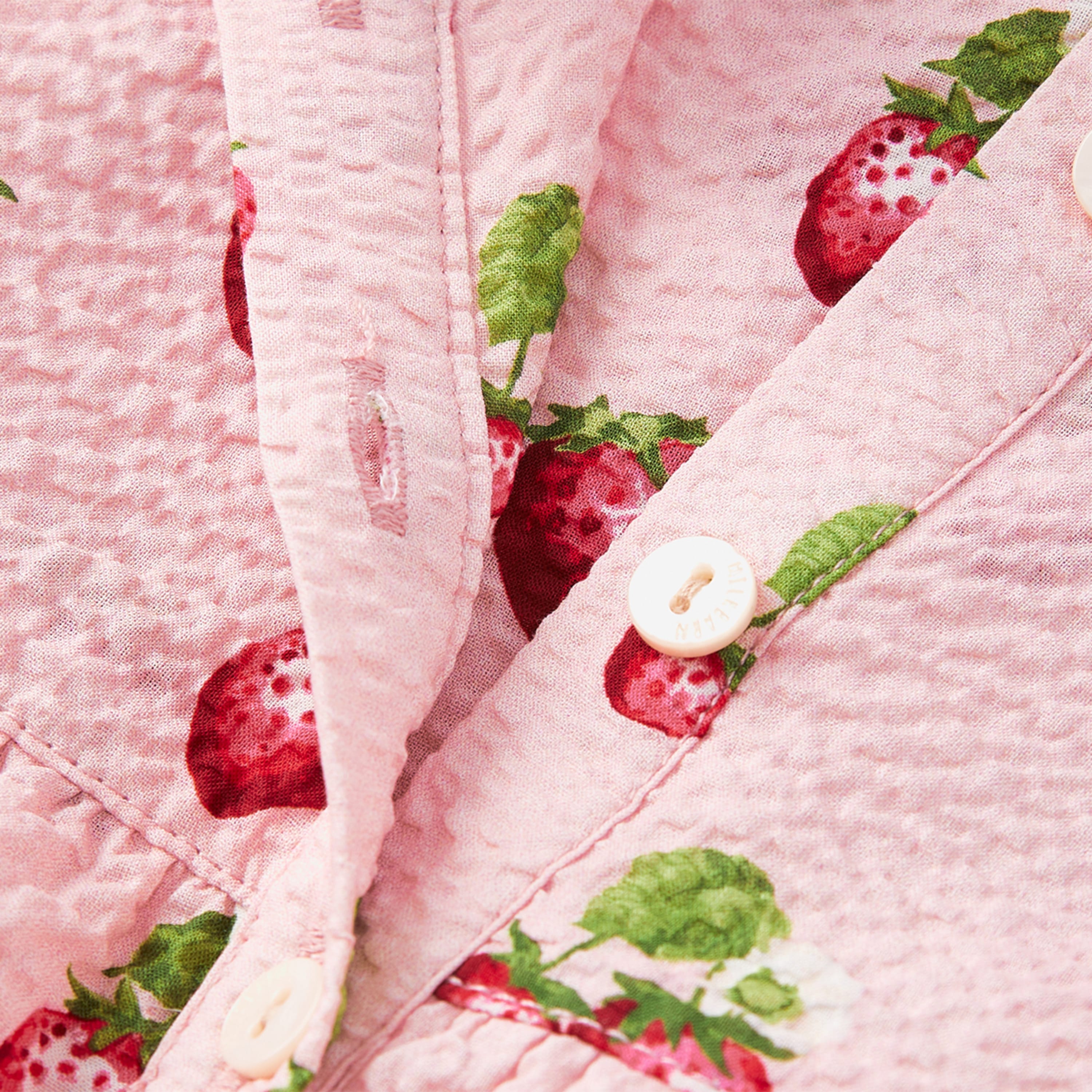 Milkbarn Strawberry Ruffle Collar One Piece Dress | Playroom Avenue