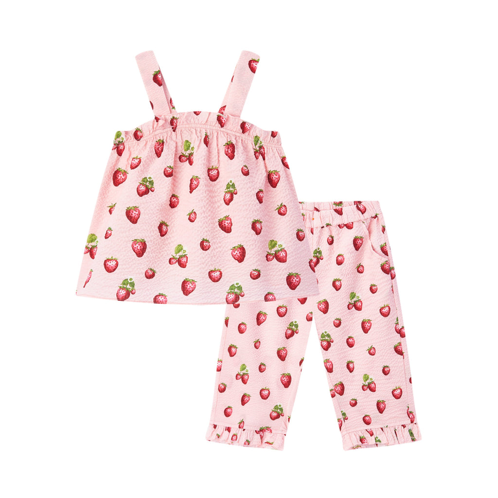 Milkbarn Strawberry Ruffle Tank and Pant Set | Playroom Avenue