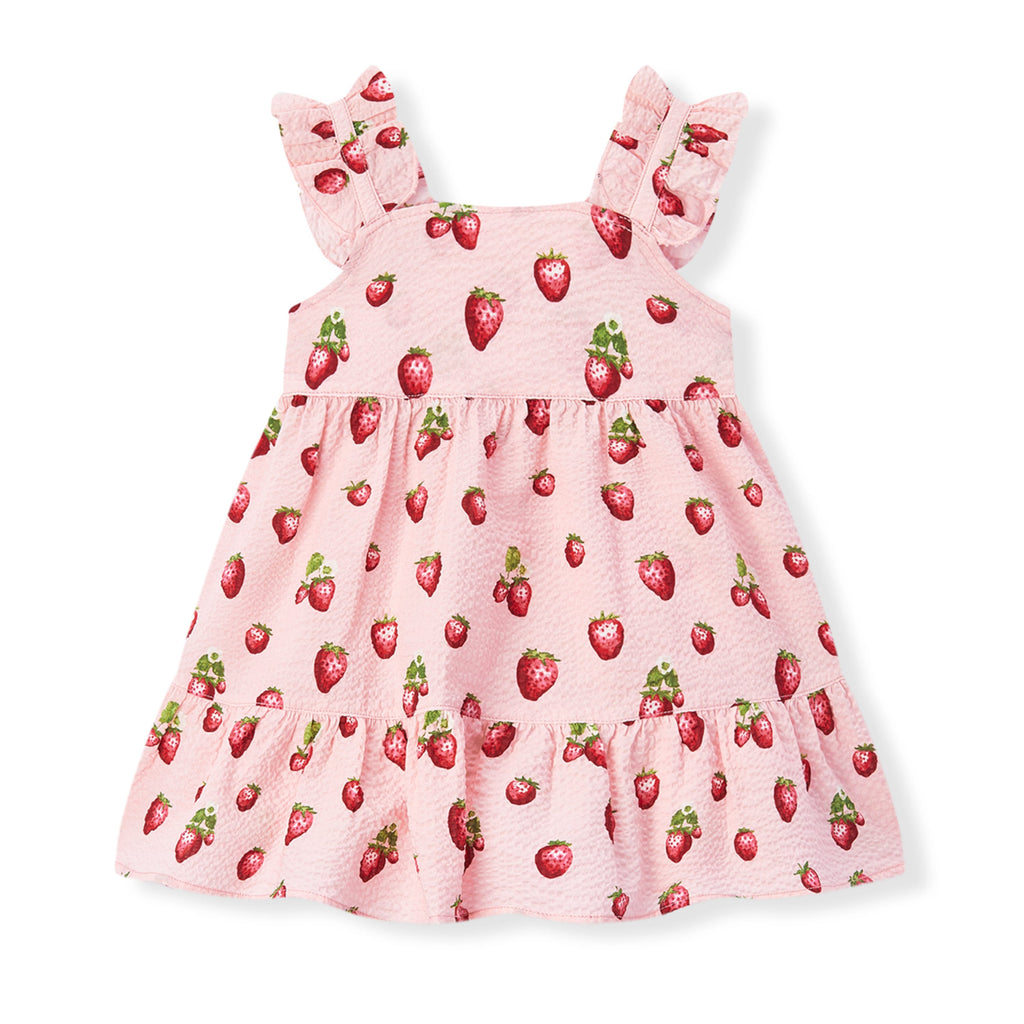 Milkbarn Strawberry Ruffle Tiered Dress | Playroom Avenue