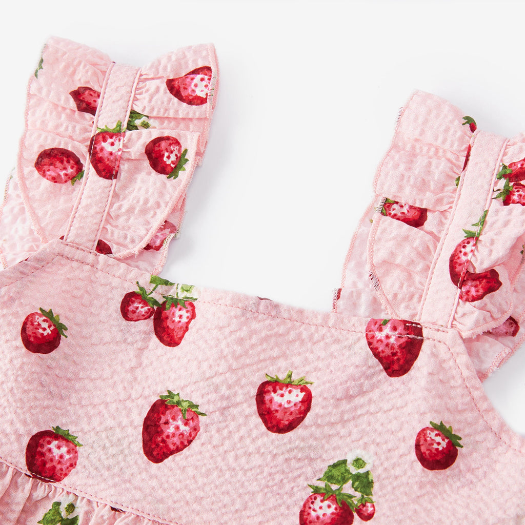 Milkbarn Strawberry Ruffle Tiered Dress | Playroom Avenue