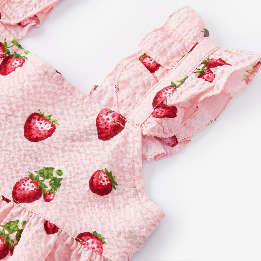 Milkbarn Strawberry Ruffle Tiered Dress | Playroom Avenue