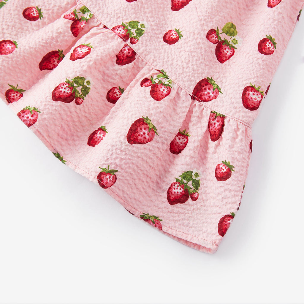 Milkbarn Strawberry Ruffle Tiered Dress | Playroom Avenue