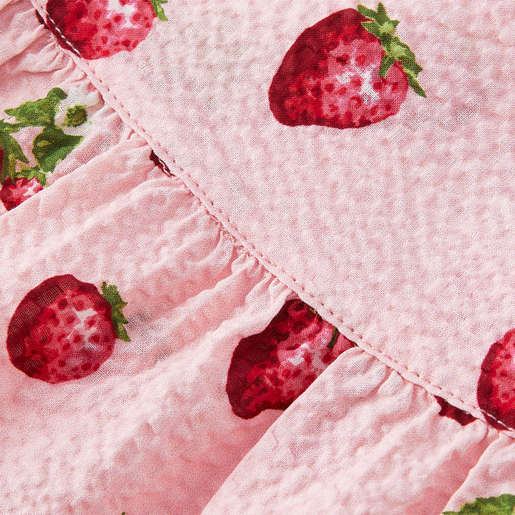 Milkbarn Strawberry Ruffle Tiered Dress | Playroom Avenue