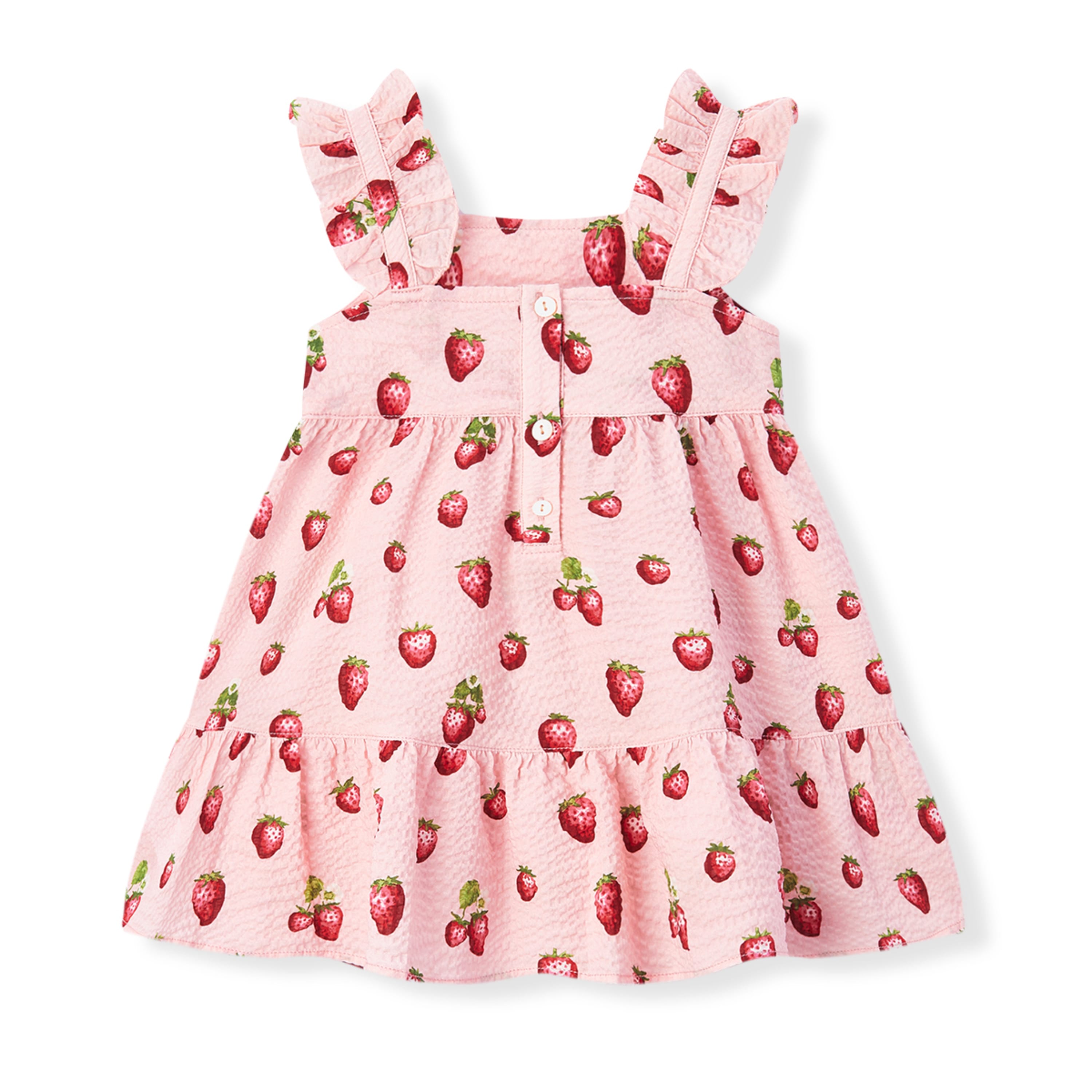 Milkbarn Strawberry Ruffle Tiered Dress | Playroom Avenue