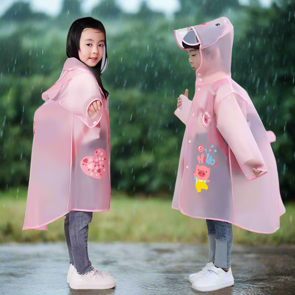 Ozznek Kids' Hooded Waterproof Raincoat- Lightweight & Durable Pink | Playroom Avenue