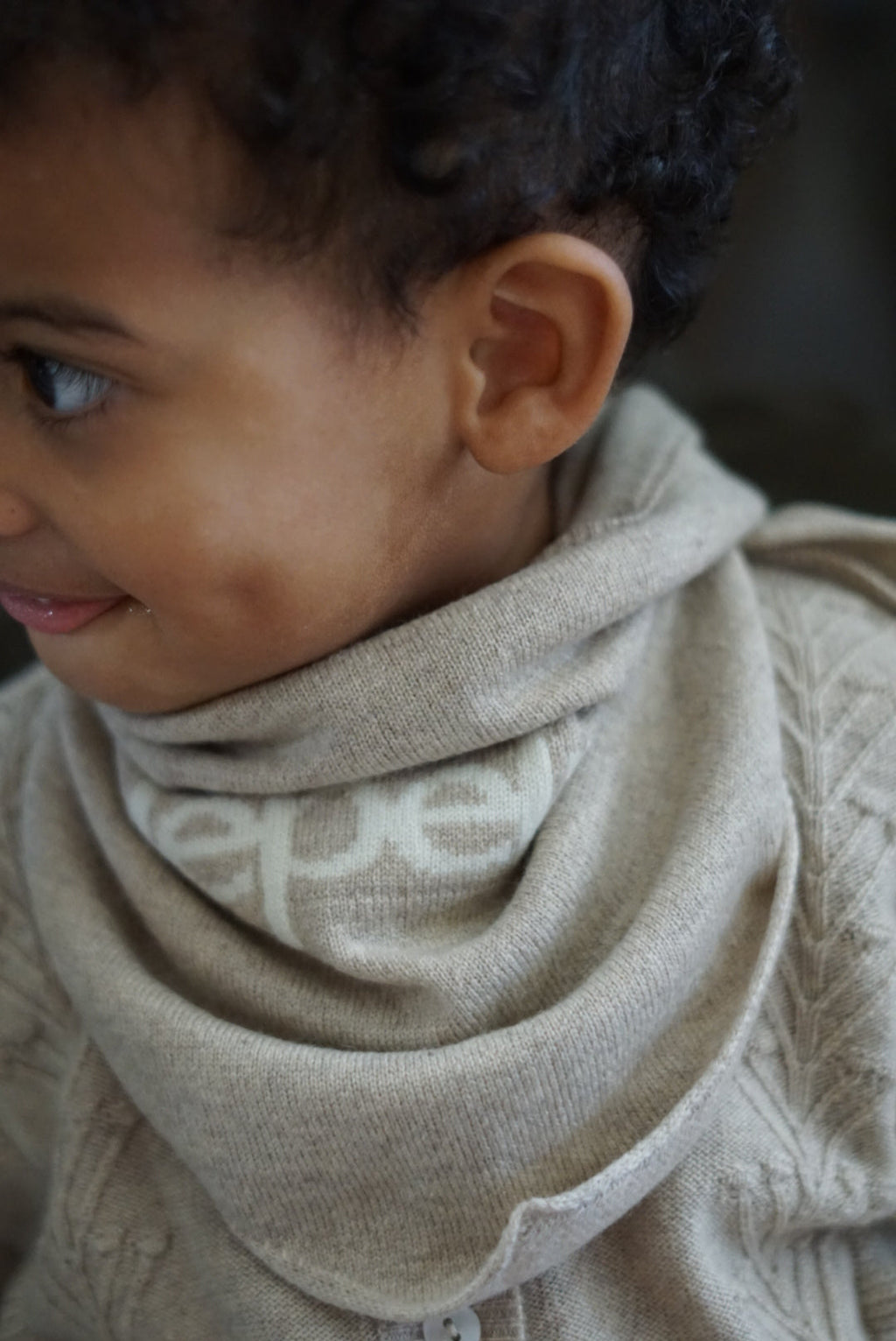 La Petit Lapin Cashmere Triangle Heritage Bandana Scarf | Beige Melange | Playroom Avenue