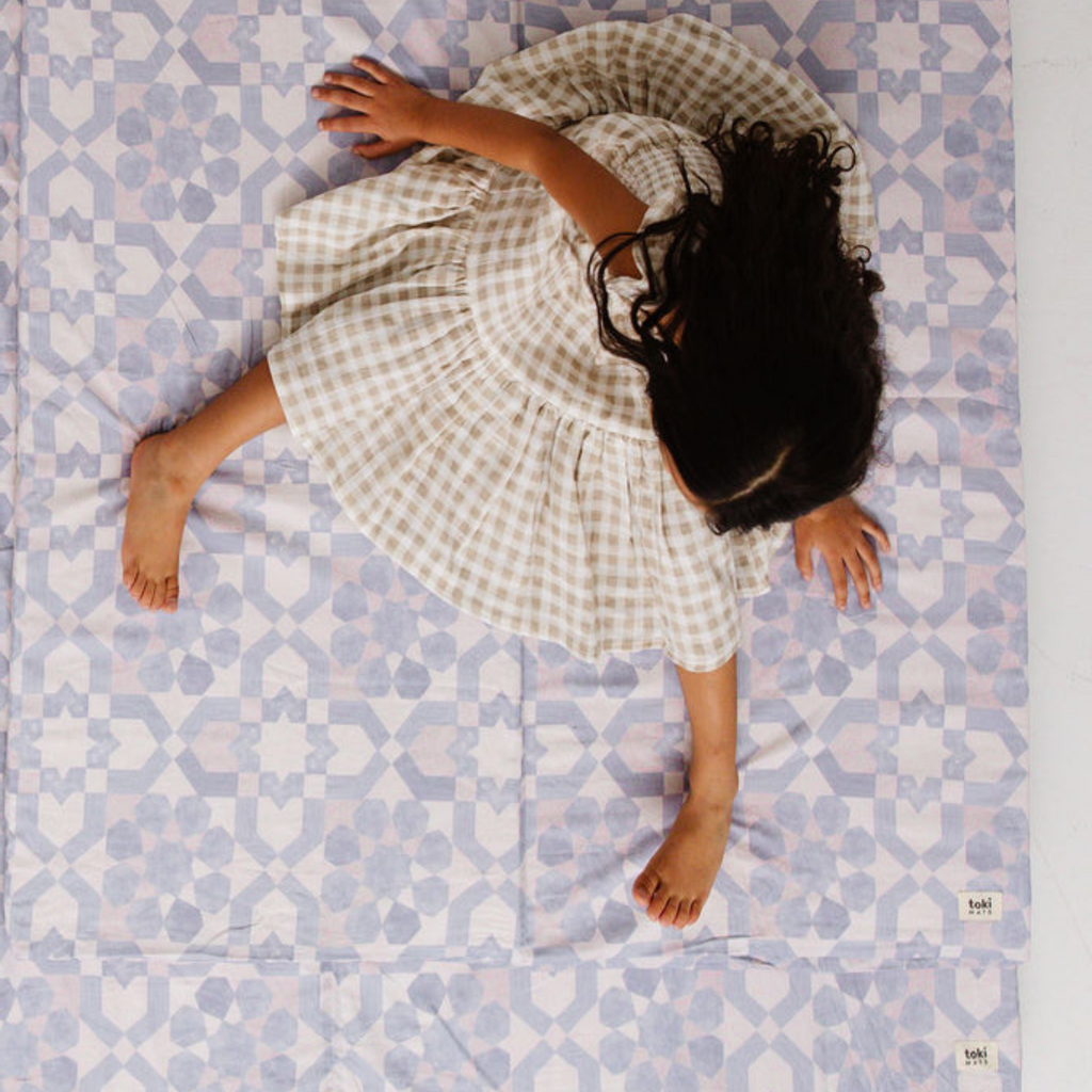 Toki Kids Blue Tile Organic Cotton Mat | Playroom Avenue