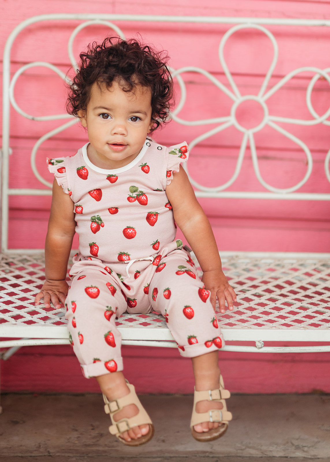 Milkbarn Strawberry Organic Cotton Ruffle One Piece | Playroom Avenue