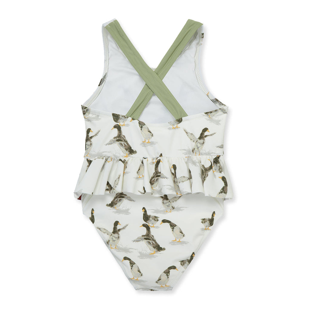 Milkbarn Duck Ruffle Waist Suspender Swimsuit | Playroom Avenue