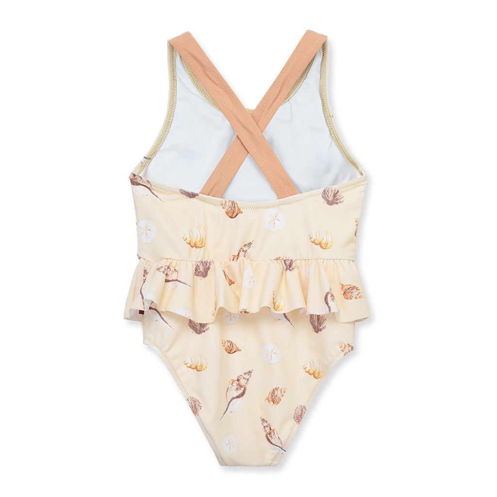 Milkbarn Seashells Ruffle Waist Suspender Swimsuit | Playroom Avenue