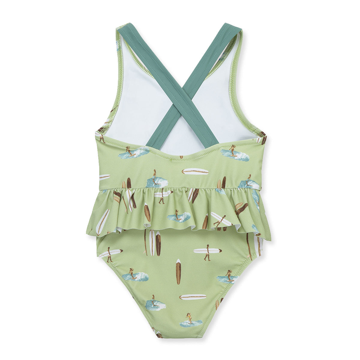 Milkbarn Summer Surf Ruffle Waist Suspender Swimsuit | Playroom Avenue