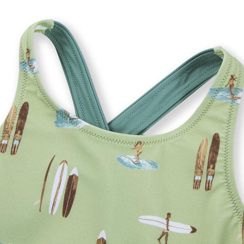 Milkbarn Summer Surf Ruffle Waist Suspender Swimsuit | Playroom Avenue