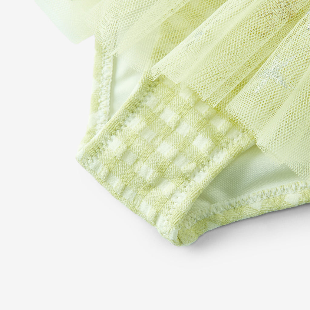 Milkbarn Green Gingham Ballet Skirt Swimsuit | Playroom Avenue
