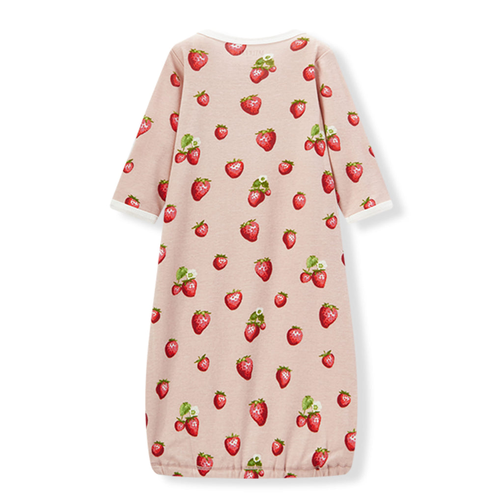 Milkbarn Strawberry Organic Cotton Newborn Gown & Hat Set | Playroom Avenue