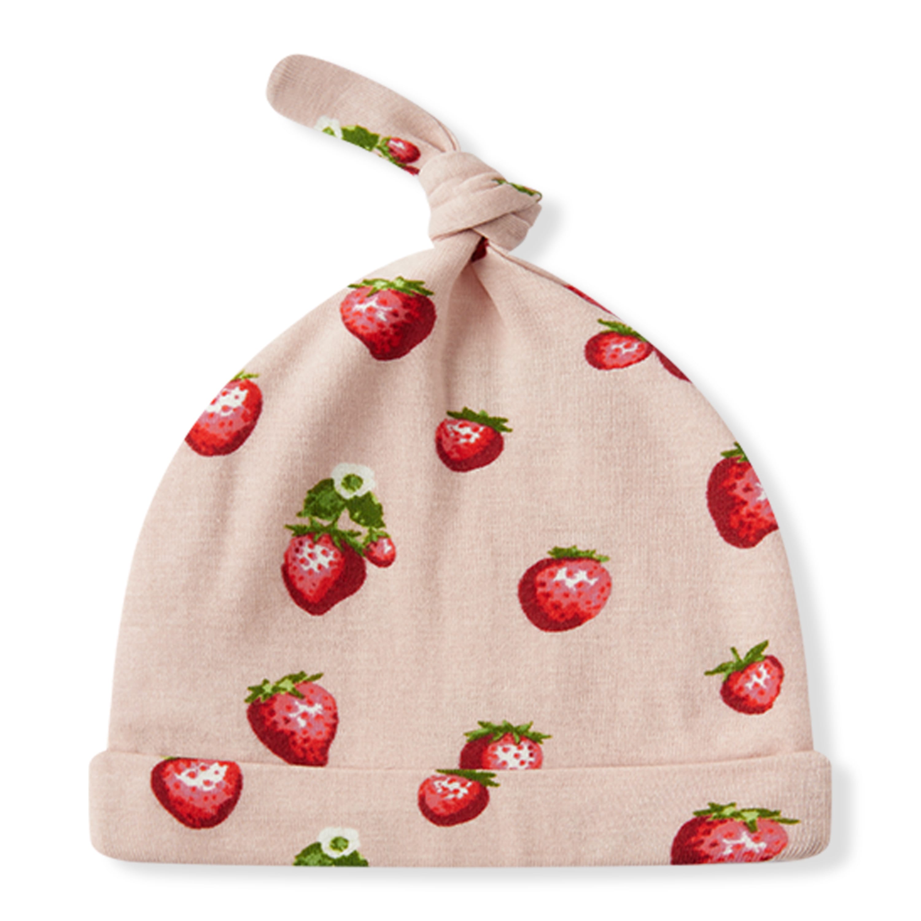 Milkbarn Strawberry Organic Cotton Newborn Gown & Hat Set | Playroom Avenue