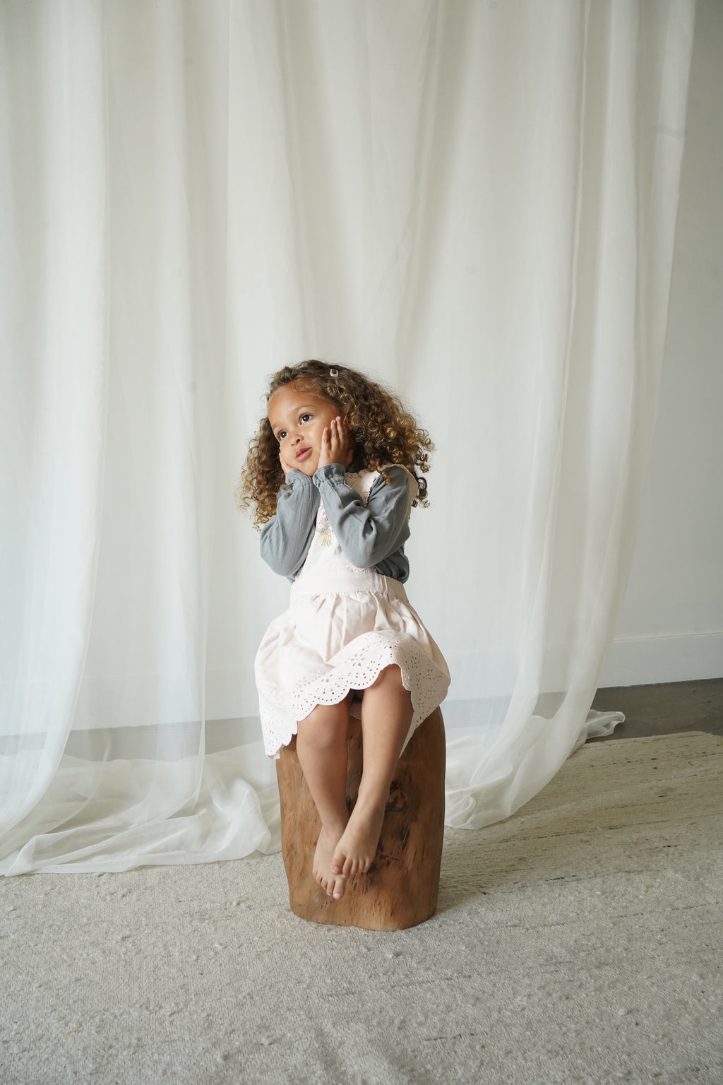 La Petit Lapin Elea | Corduroy Cotton Anglaise Dress | Primrose | Playroom Avenue