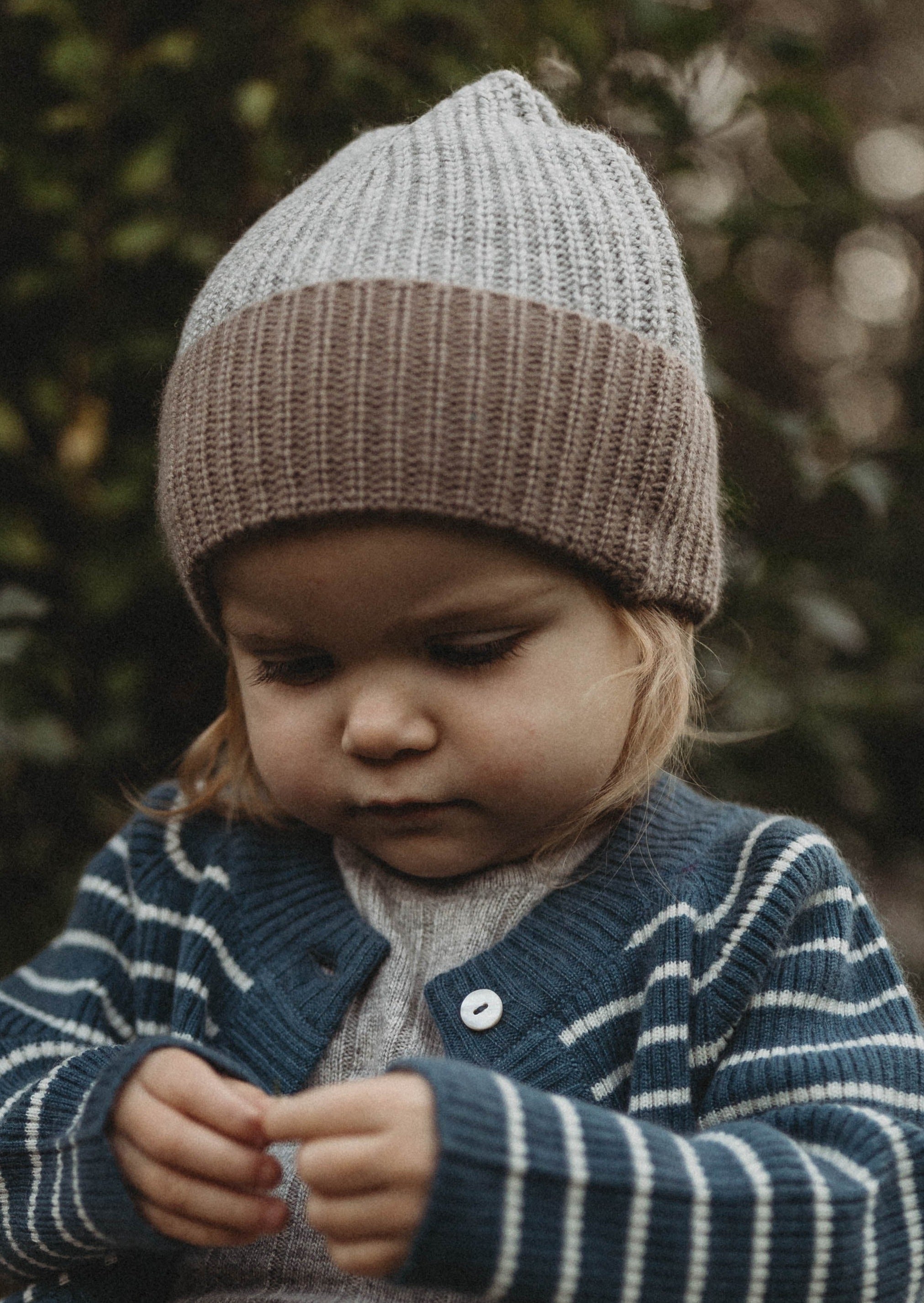 La Petit Lapin Cashmere Beanie | Grey/Brown | Playroom Avenue