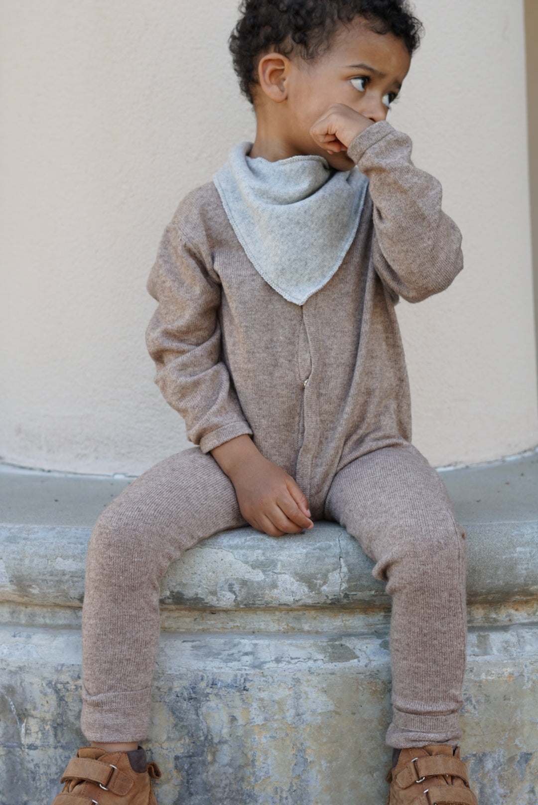 Le Petit Lapin Thermal Merino Romper | Brown Melange | Playroom Avenue