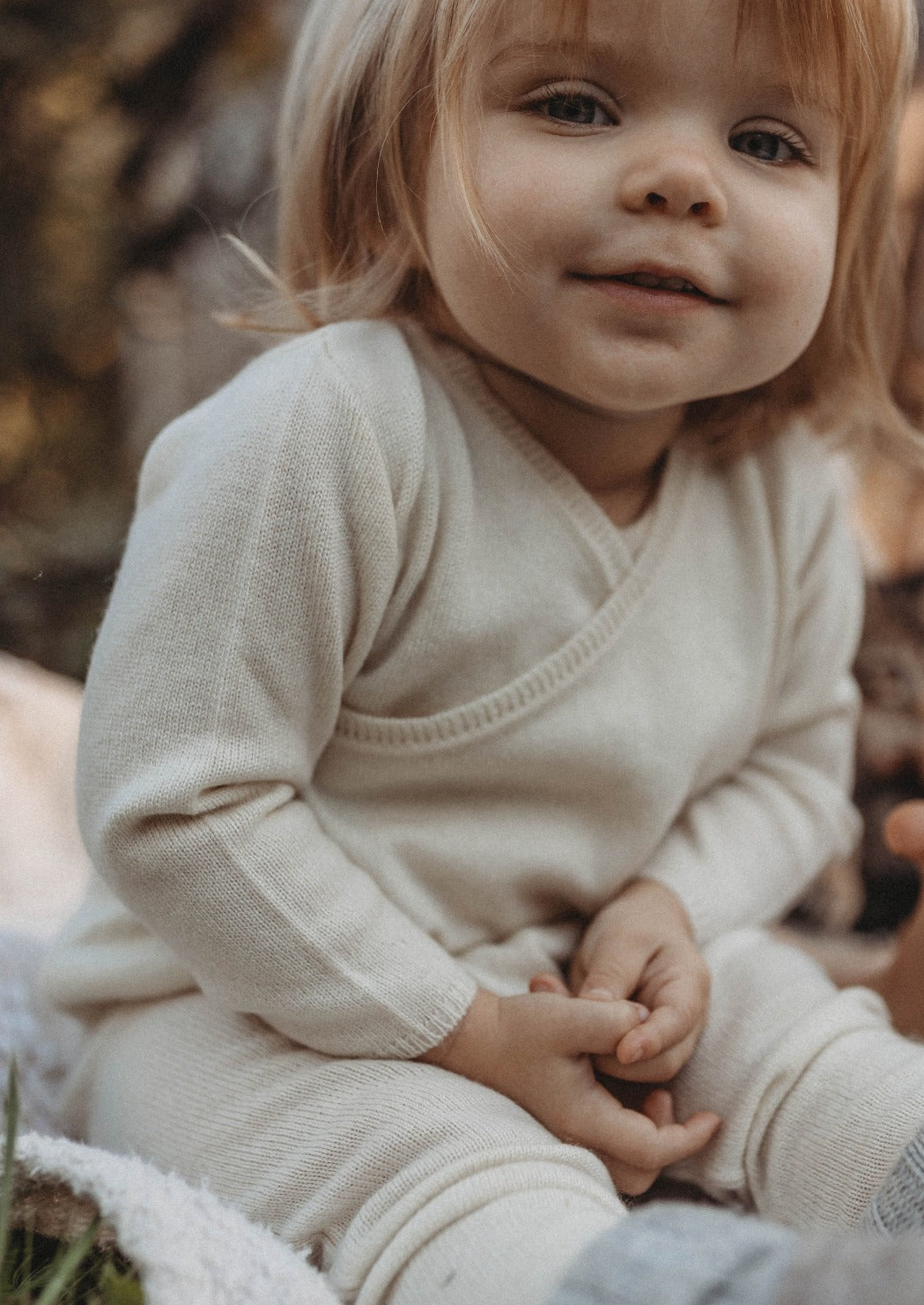 La Petit Lapin Cashmere Wrap Cardigan | Pure Beige | Playroom Avenue
